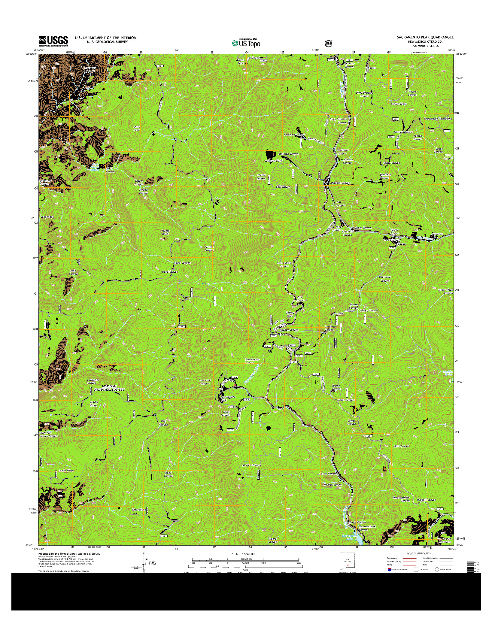 USGS US TOPO 7.5-MINUTE MAP FOR SACRAMENTO PEAK, NM 2013