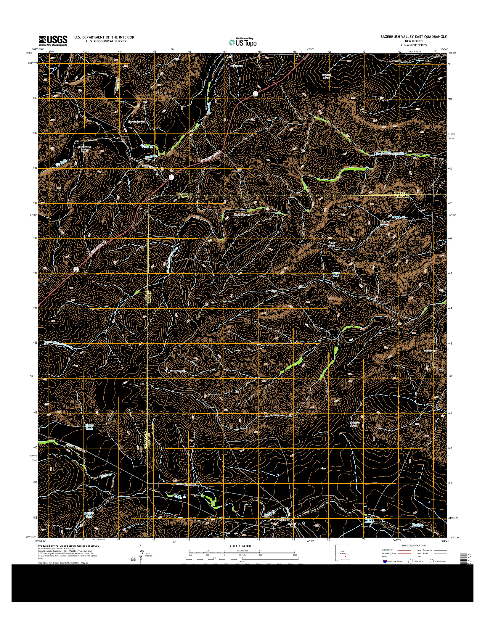 USGS US TOPO 7.5-MINUTE MAP FOR SAGEBRUSH VALLEY EAST, NM 2013