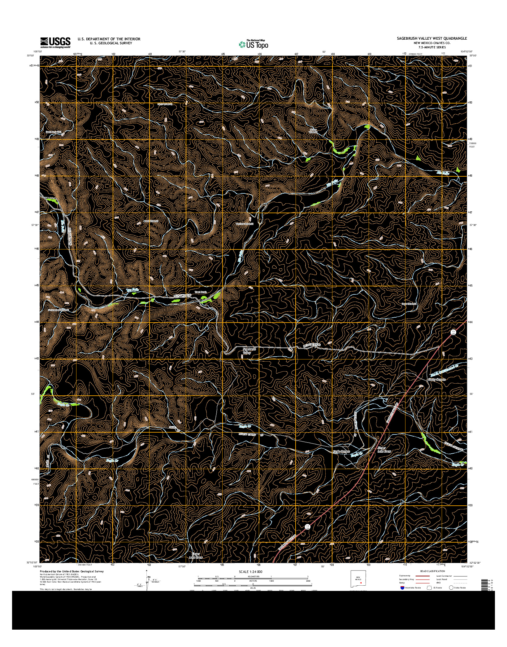 USGS US TOPO 7.5-MINUTE MAP FOR SAGEBRUSH VALLEY WEST, NM 2013