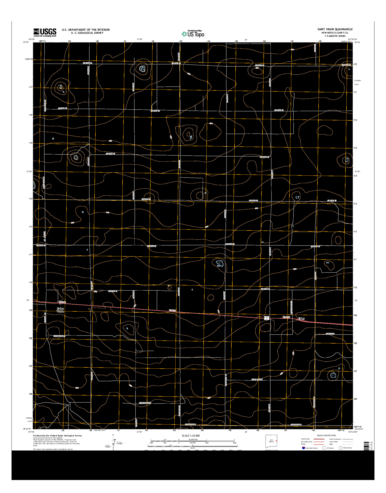 USGS US TOPO 7.5-MINUTE MAP FOR SAINT VRAIN, NM 2013