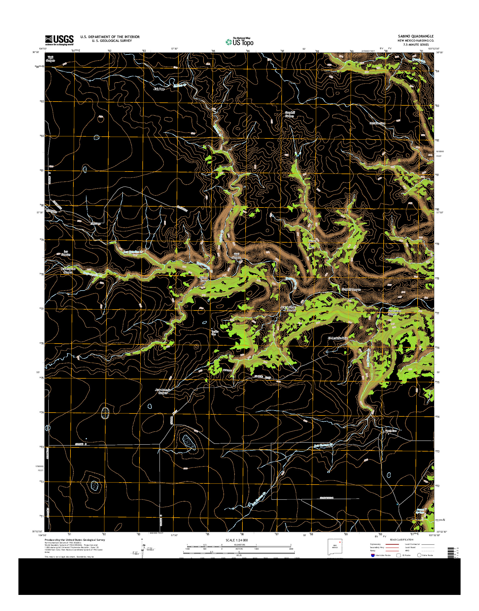 USGS US TOPO 7.5-MINUTE MAP FOR SABINO, NM 2013