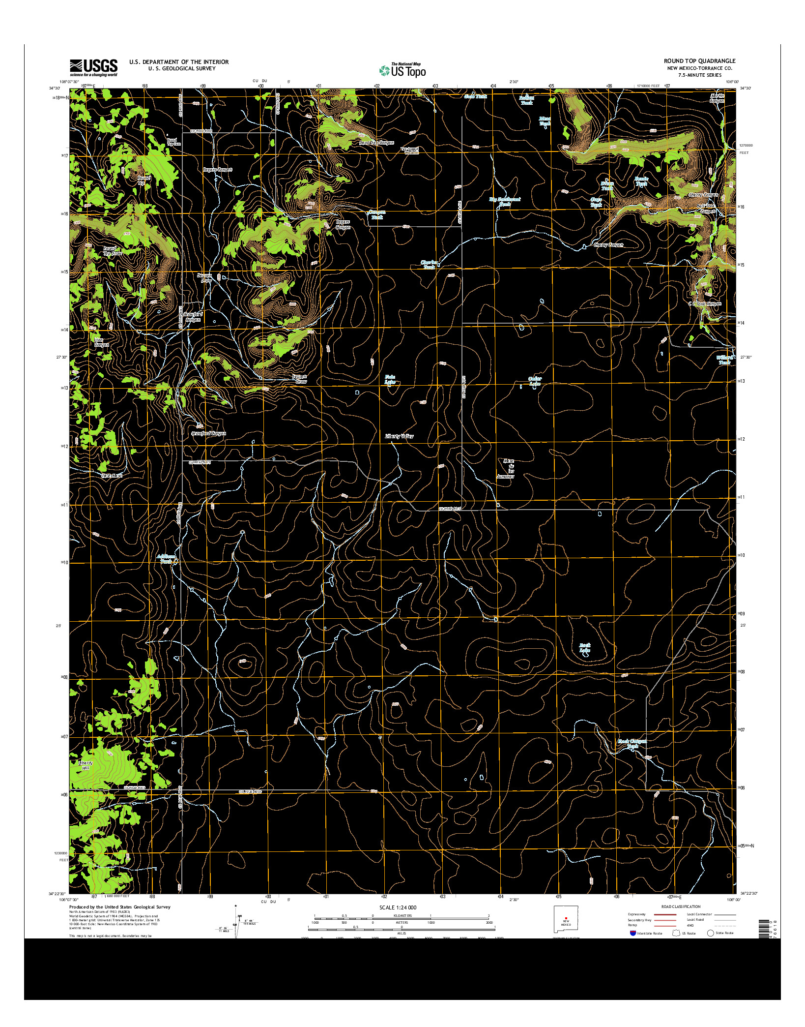USGS US TOPO 7.5-MINUTE MAP FOR ROUND TOP, NM 2013