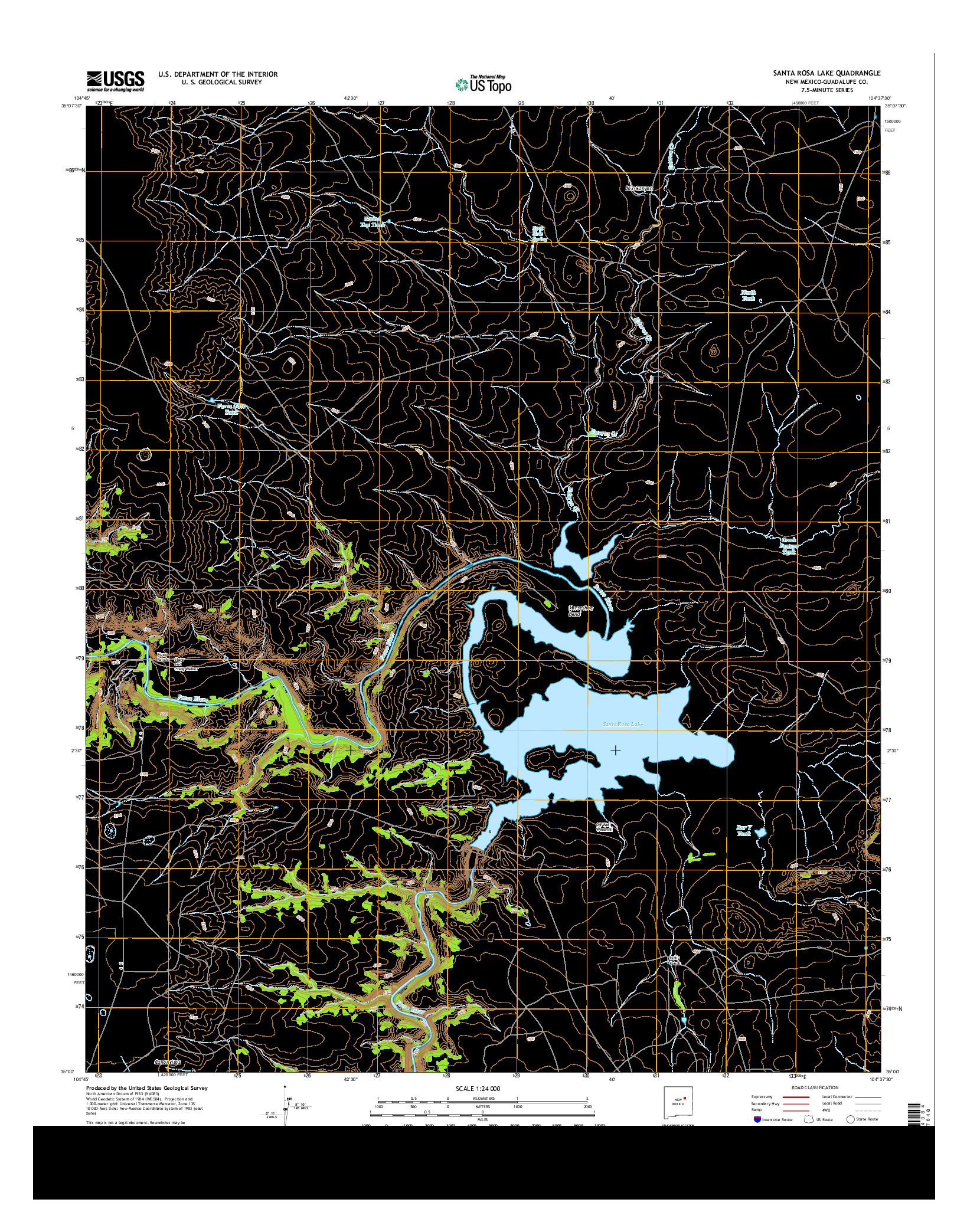 USGS US TOPO 7.5-MINUTE MAP FOR SANTA ROSA LAKE, NM 2013