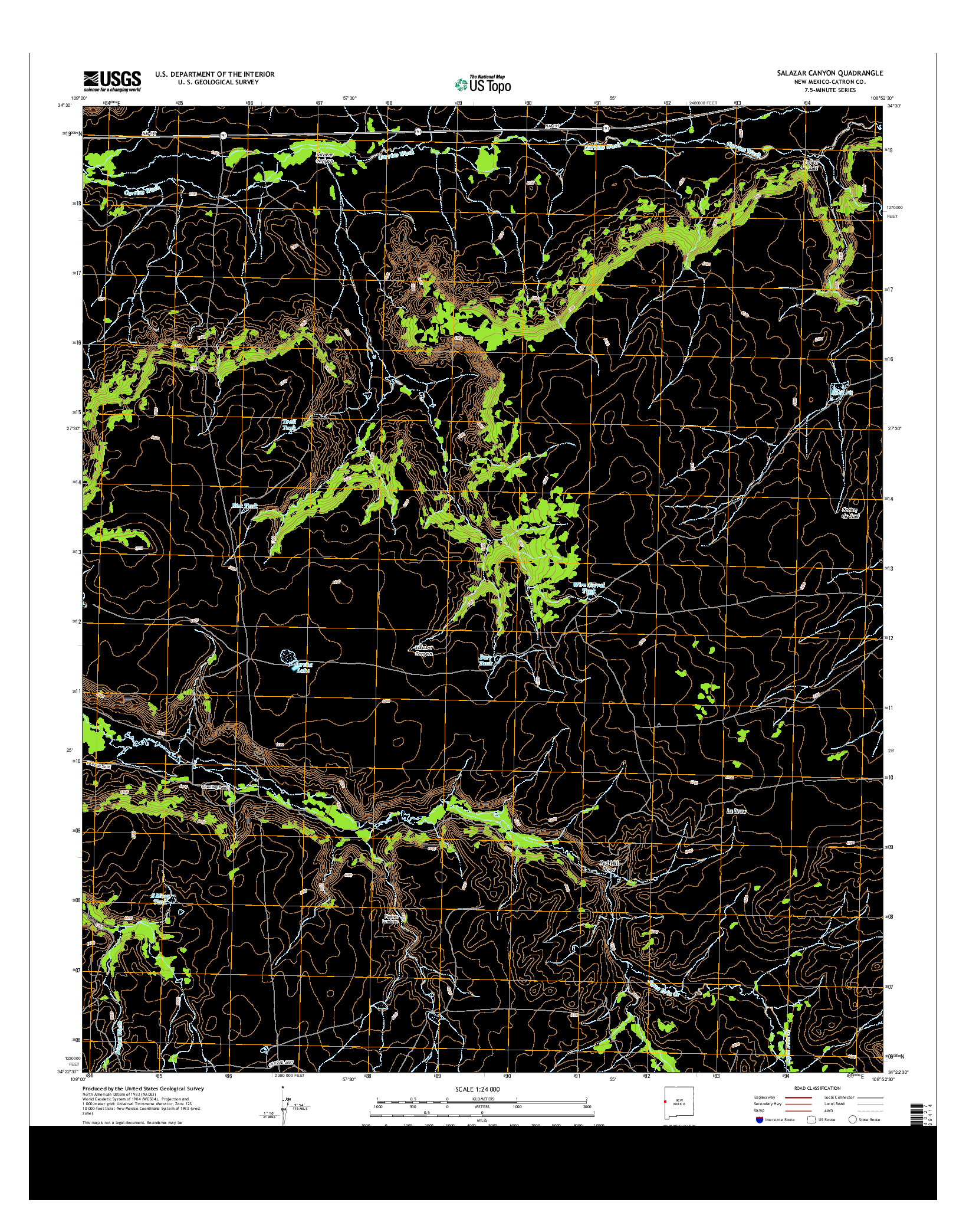 USGS US TOPO 7.5-MINUTE MAP FOR SALAZAR CANYON, NM 2013