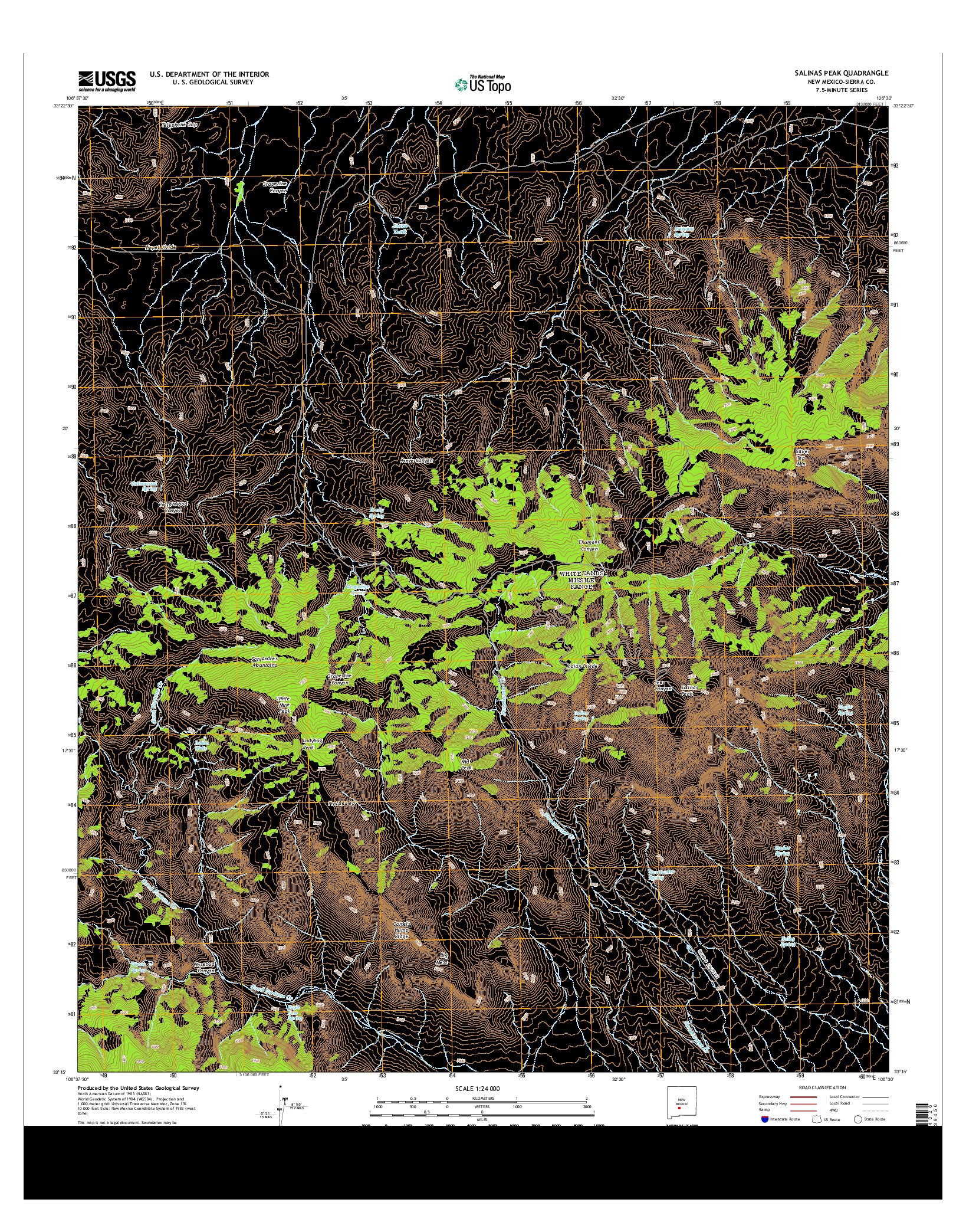 USGS US TOPO 7.5-MINUTE MAP FOR SALINAS PEAK, NM 2013