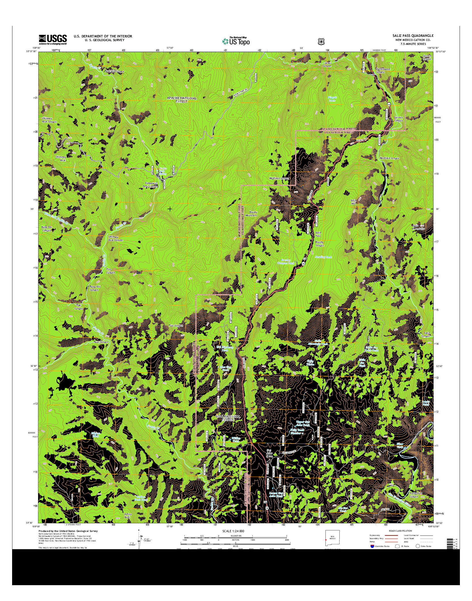 USGS US TOPO 7.5-MINUTE MAP FOR SALIZ PASS, NM 2013