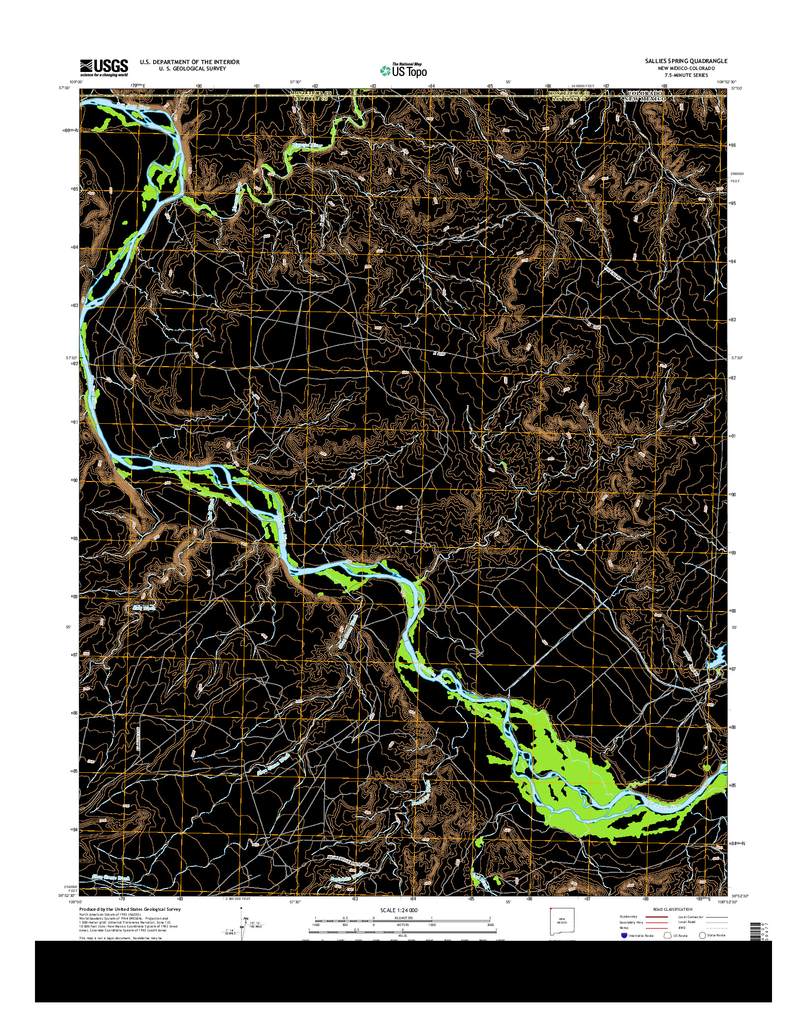 USGS US TOPO 7.5-MINUTE MAP FOR SALLIES SPRING, NM-CO 2013