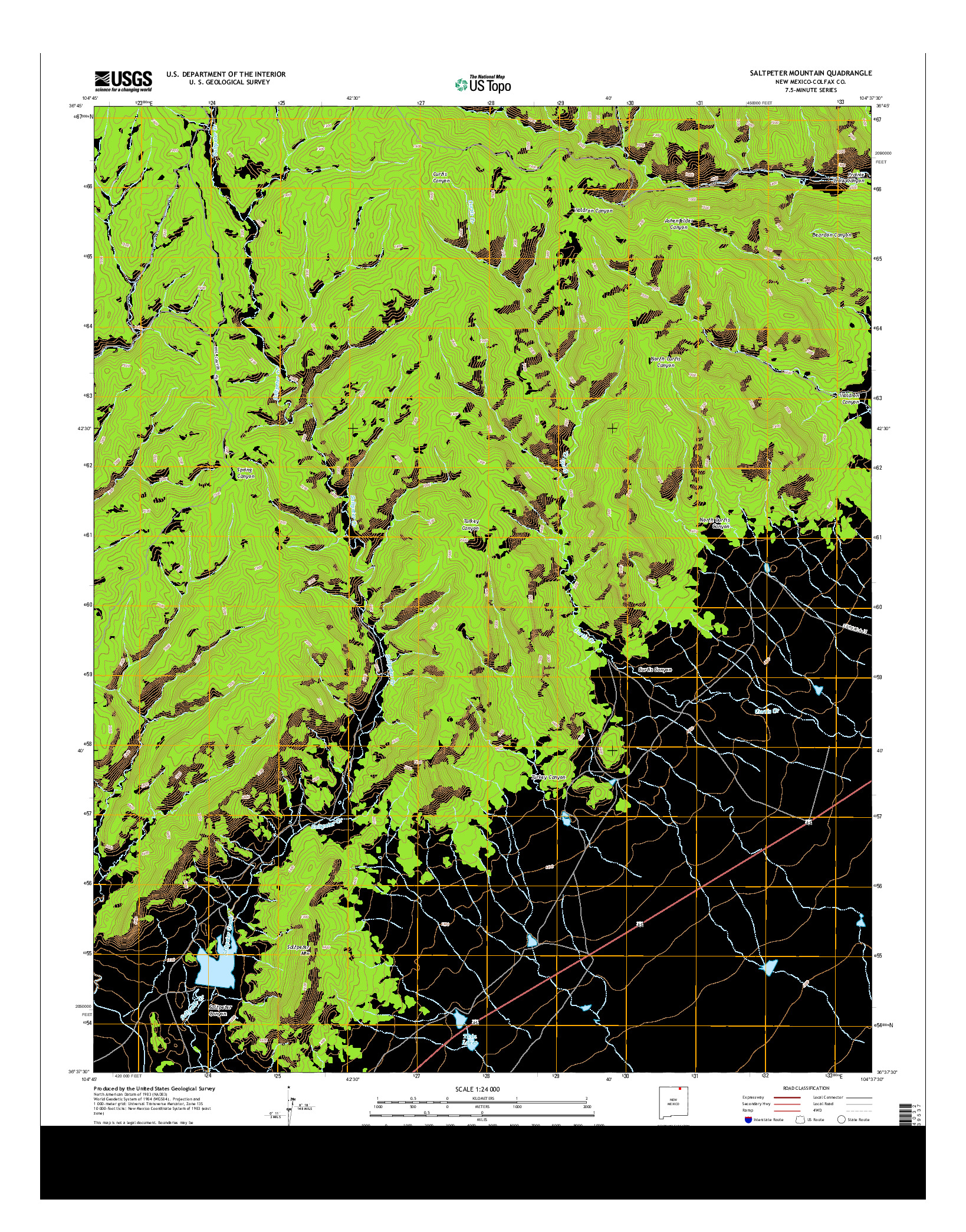 USGS US TOPO 7.5-MINUTE MAP FOR SALTPETER MOUNTAIN, NM 2013