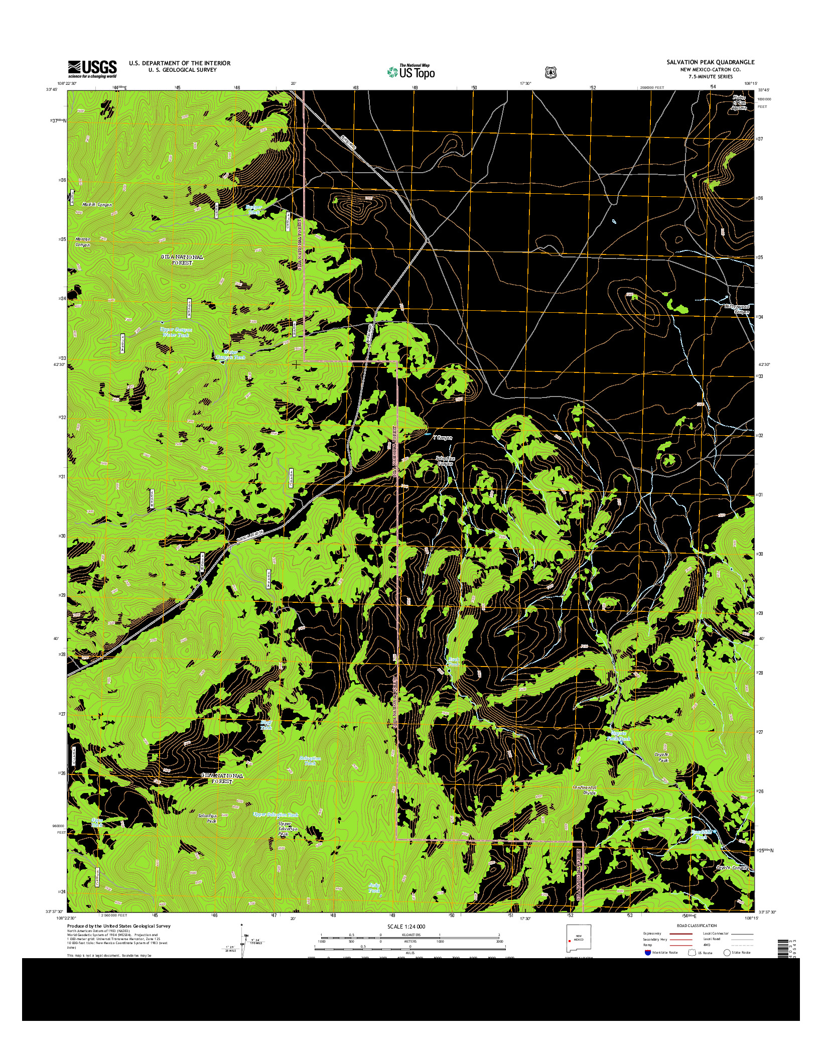 USGS US TOPO 7.5-MINUTE MAP FOR SALVATION PEAK, NM 2013