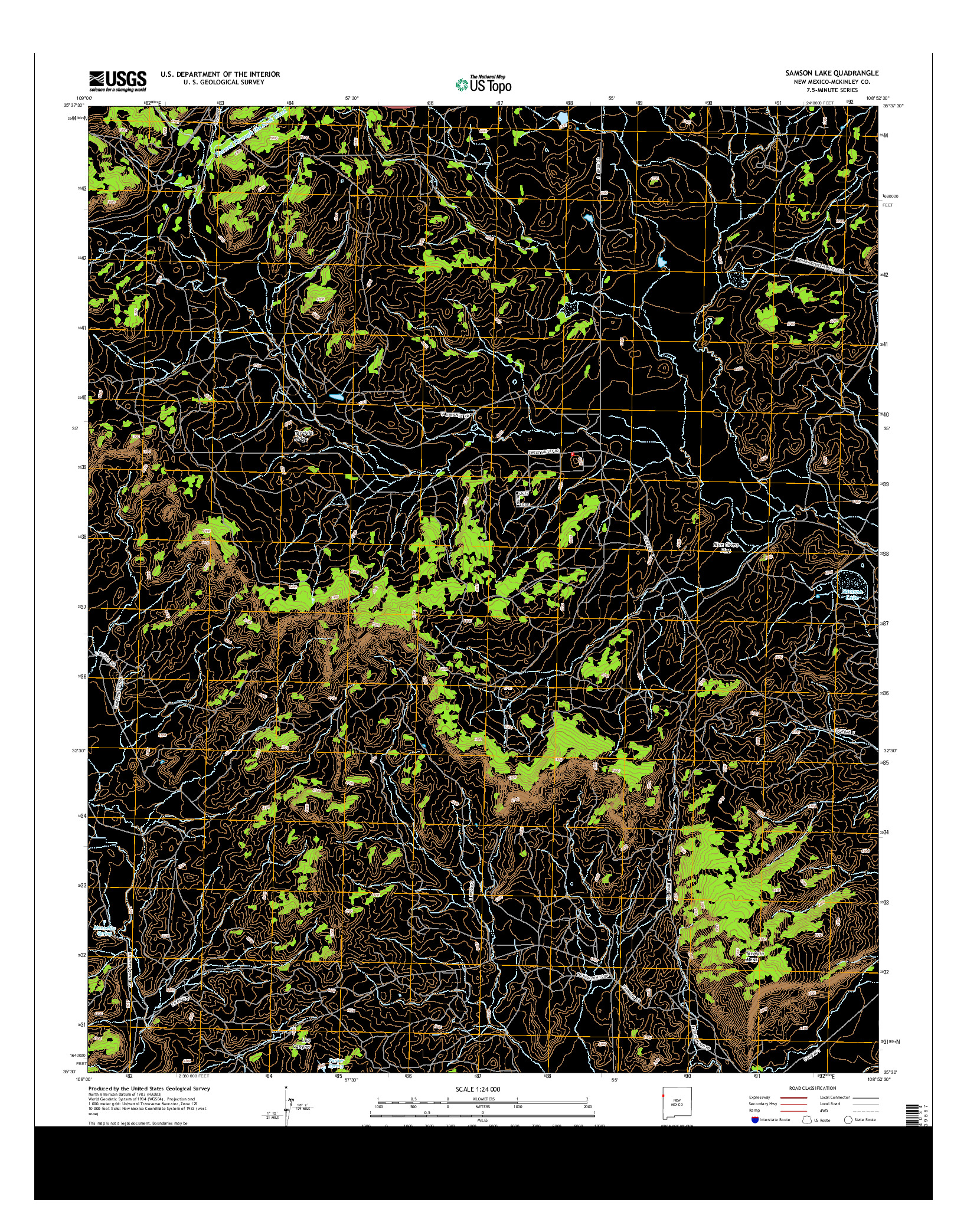 USGS US TOPO 7.5-MINUTE MAP FOR SAMSON LAKE, NM 2013