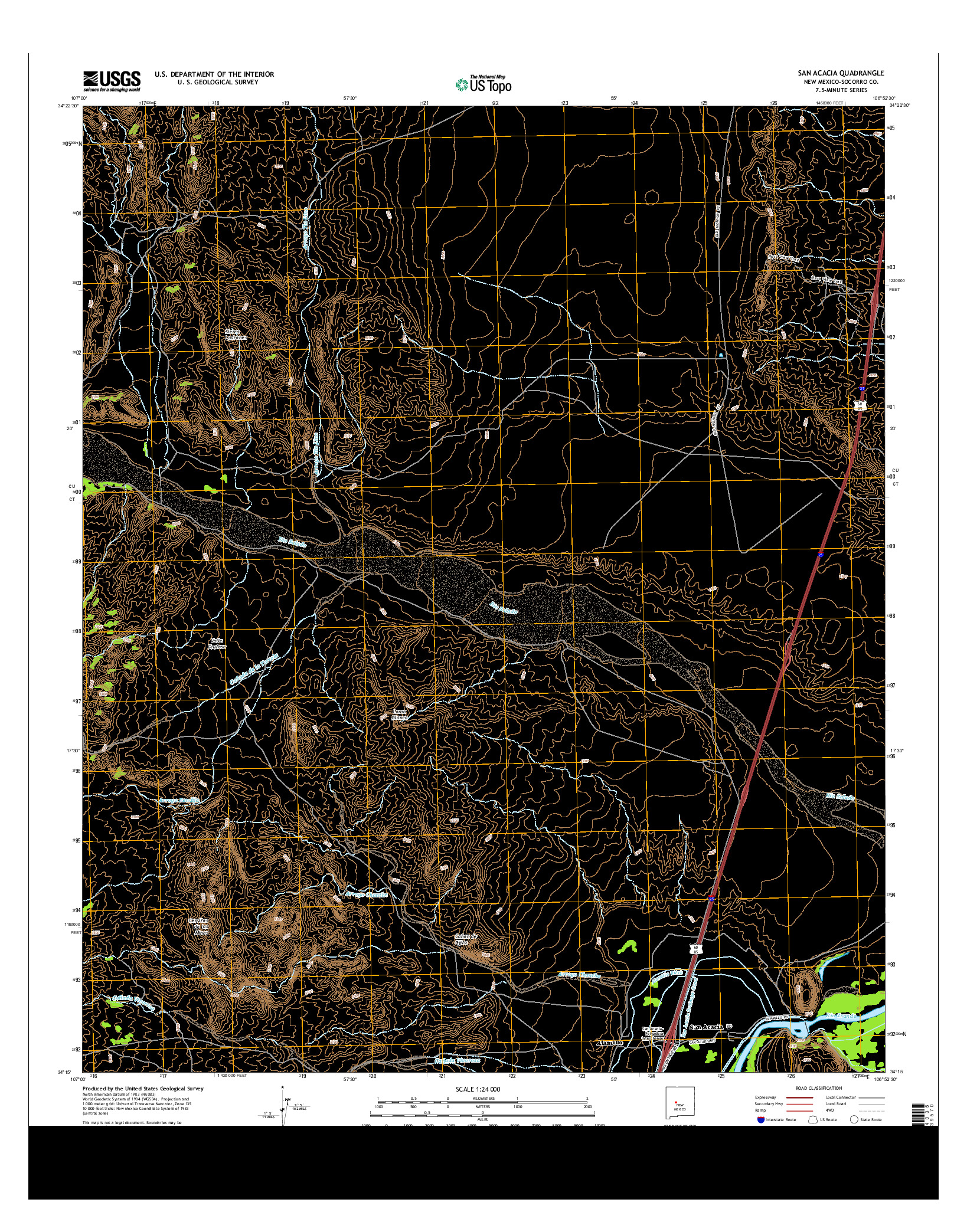 USGS US TOPO 7.5-MINUTE MAP FOR SAN ACACIA, NM 2013