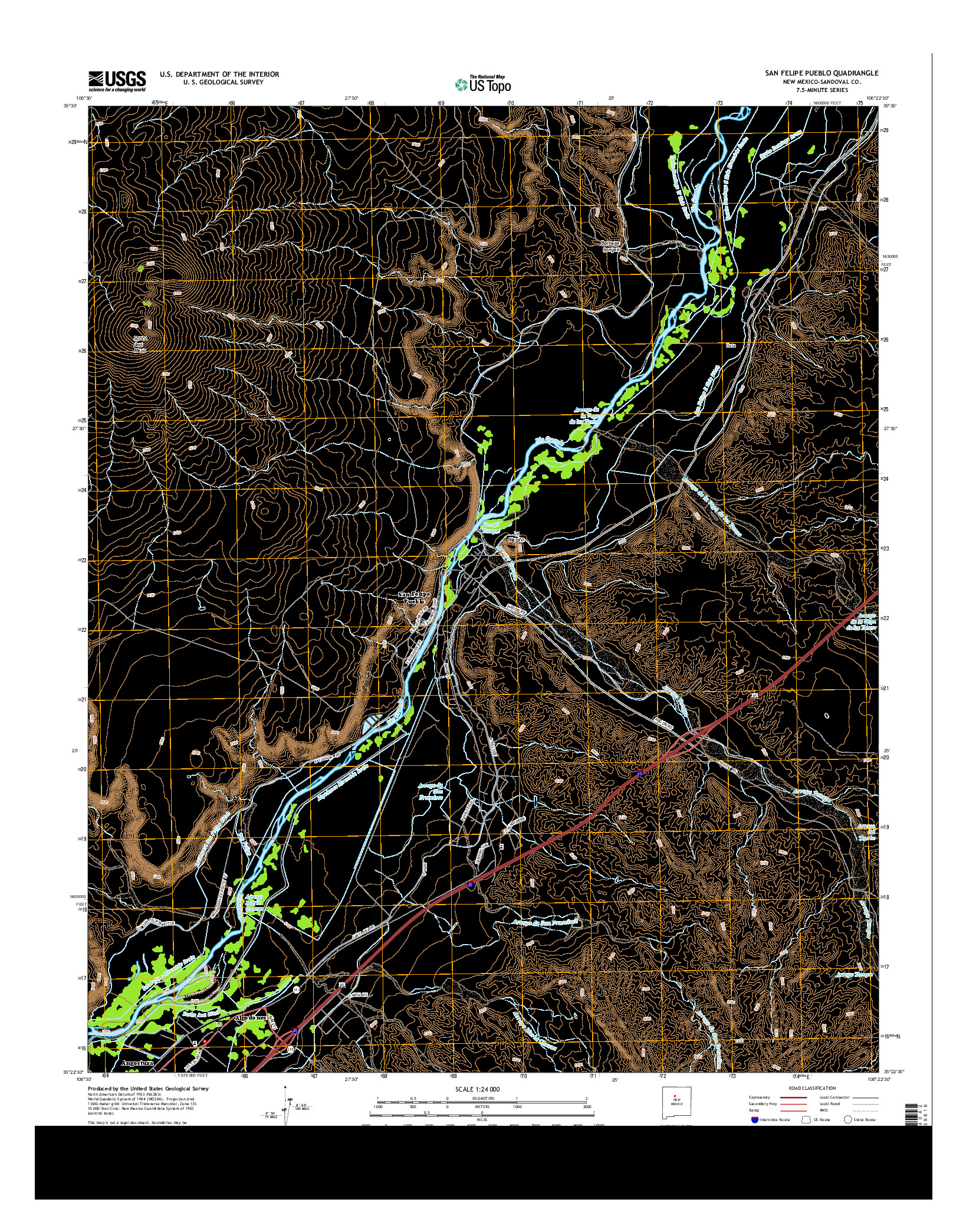 USGS US TOPO 7.5-MINUTE MAP FOR SAN FELIPE PUEBLO, NM 2013
