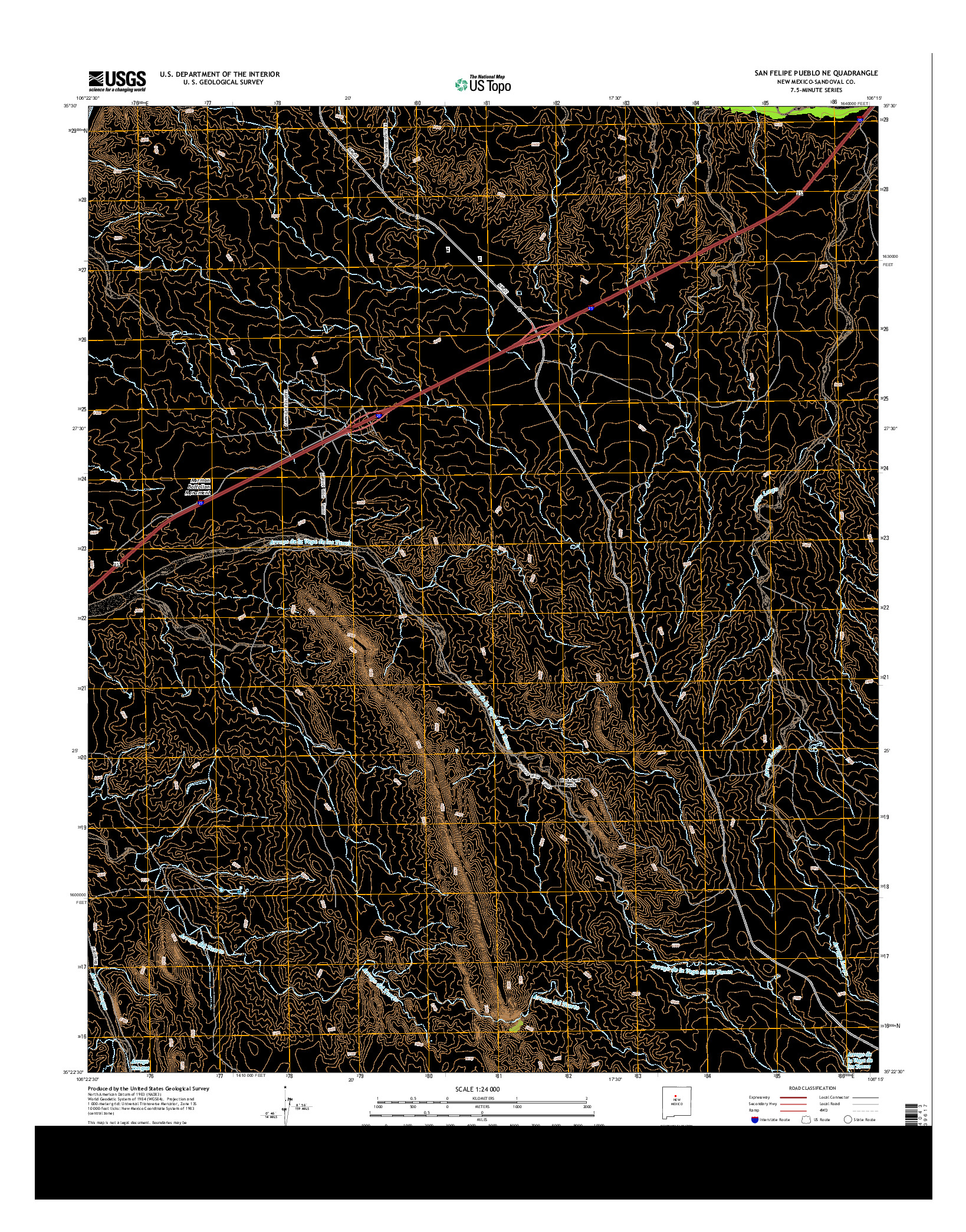 USGS US TOPO 7.5-MINUTE MAP FOR SAN FELIPE PUEBLO NE, NM 2013