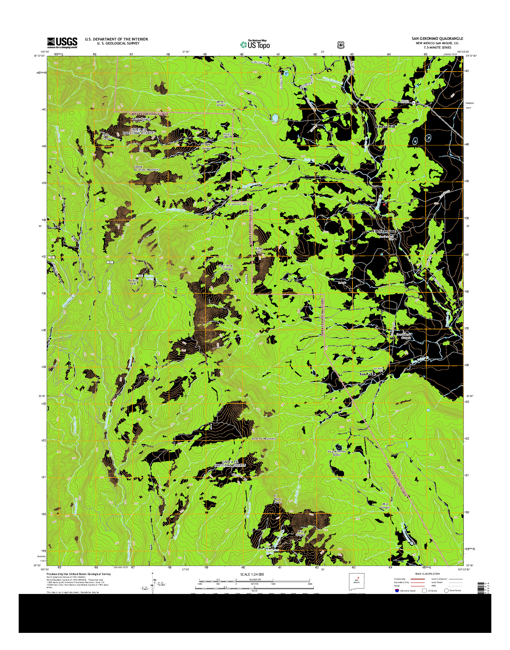 USGS US TOPO 7.5-MINUTE MAP FOR SAN GERONIMO, NM 2013