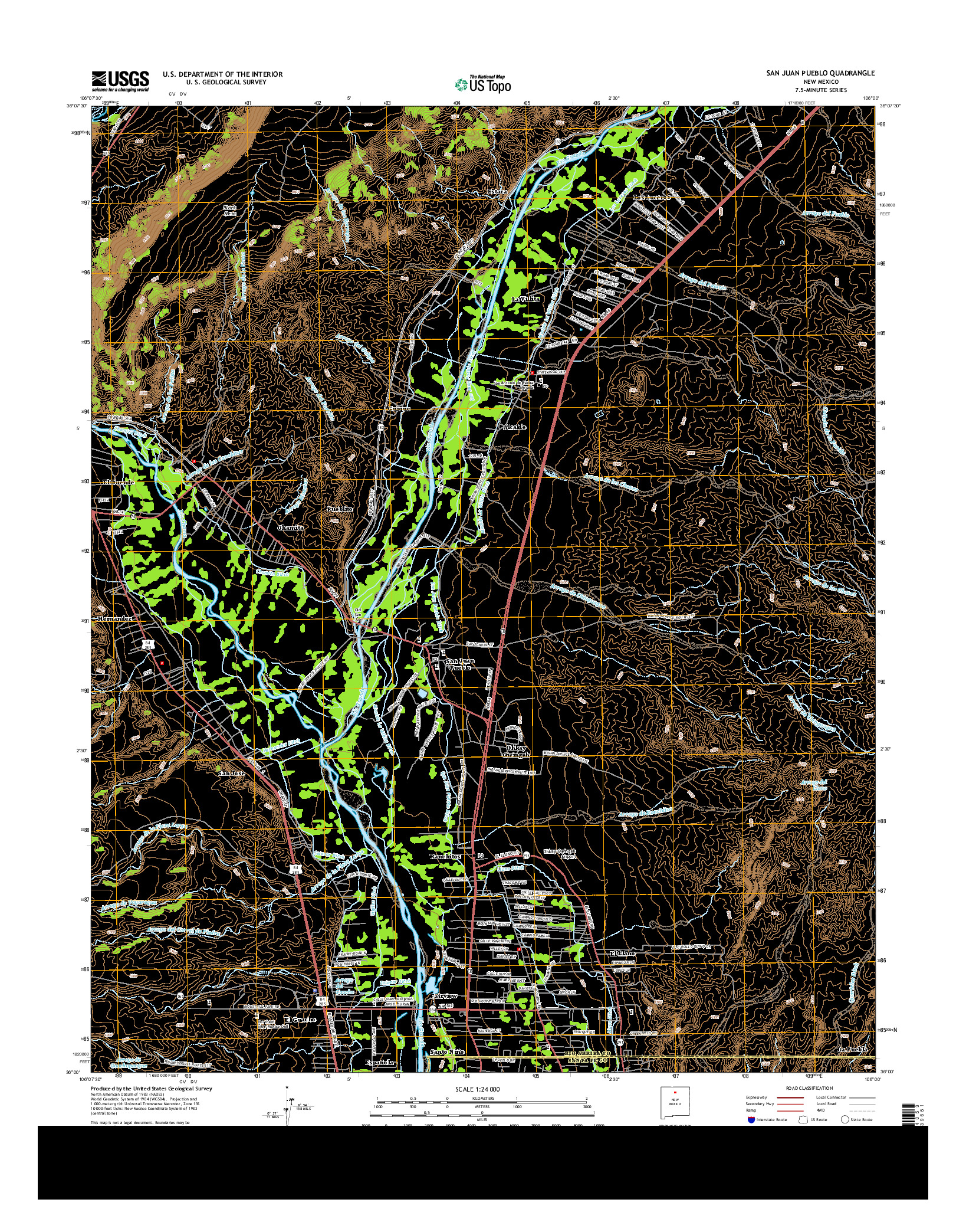 USGS US TOPO 7.5-MINUTE MAP FOR SAN JUAN PUEBLO, NM 2013