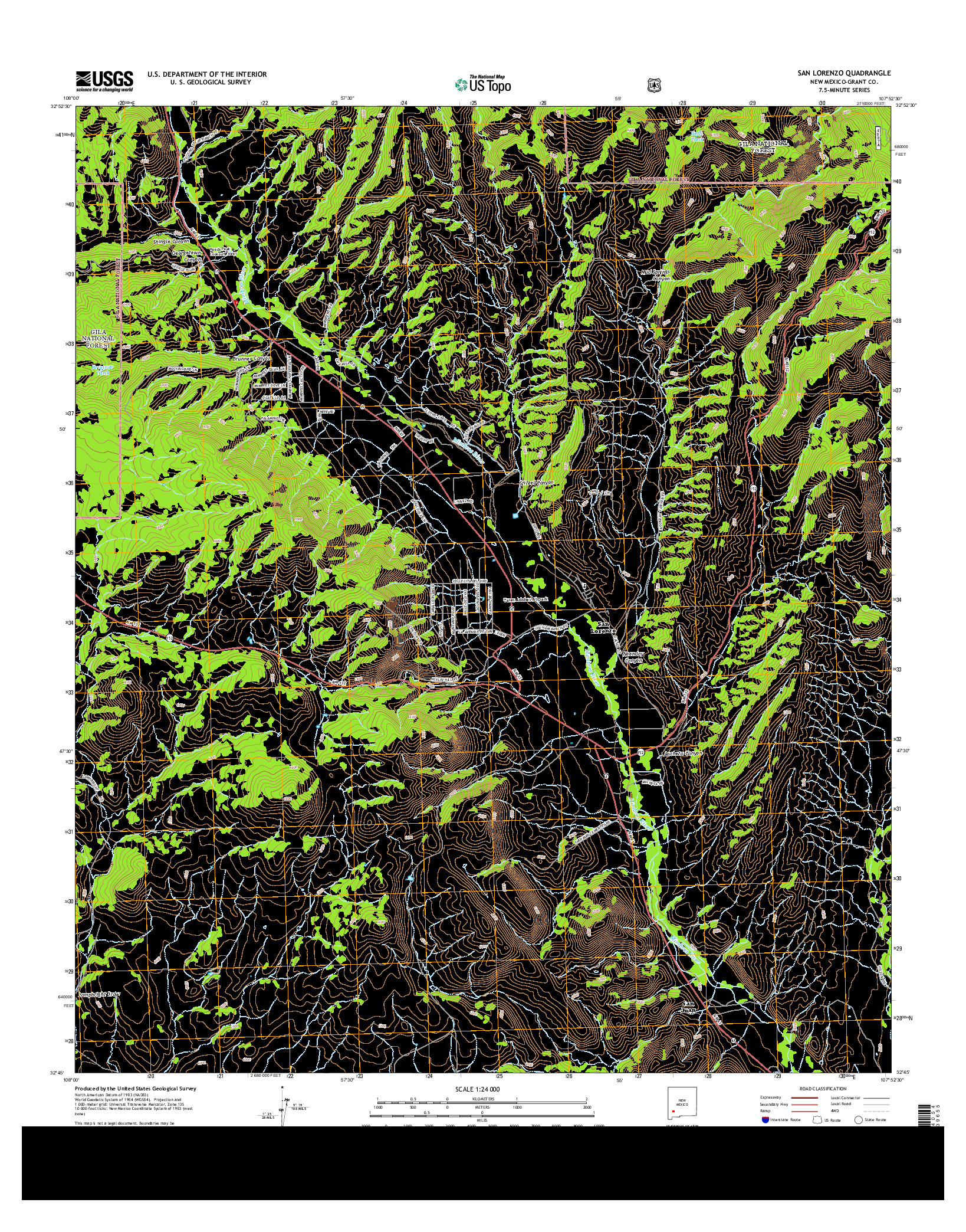 USGS US TOPO 7.5-MINUTE MAP FOR SAN LORENZO, NM 2013