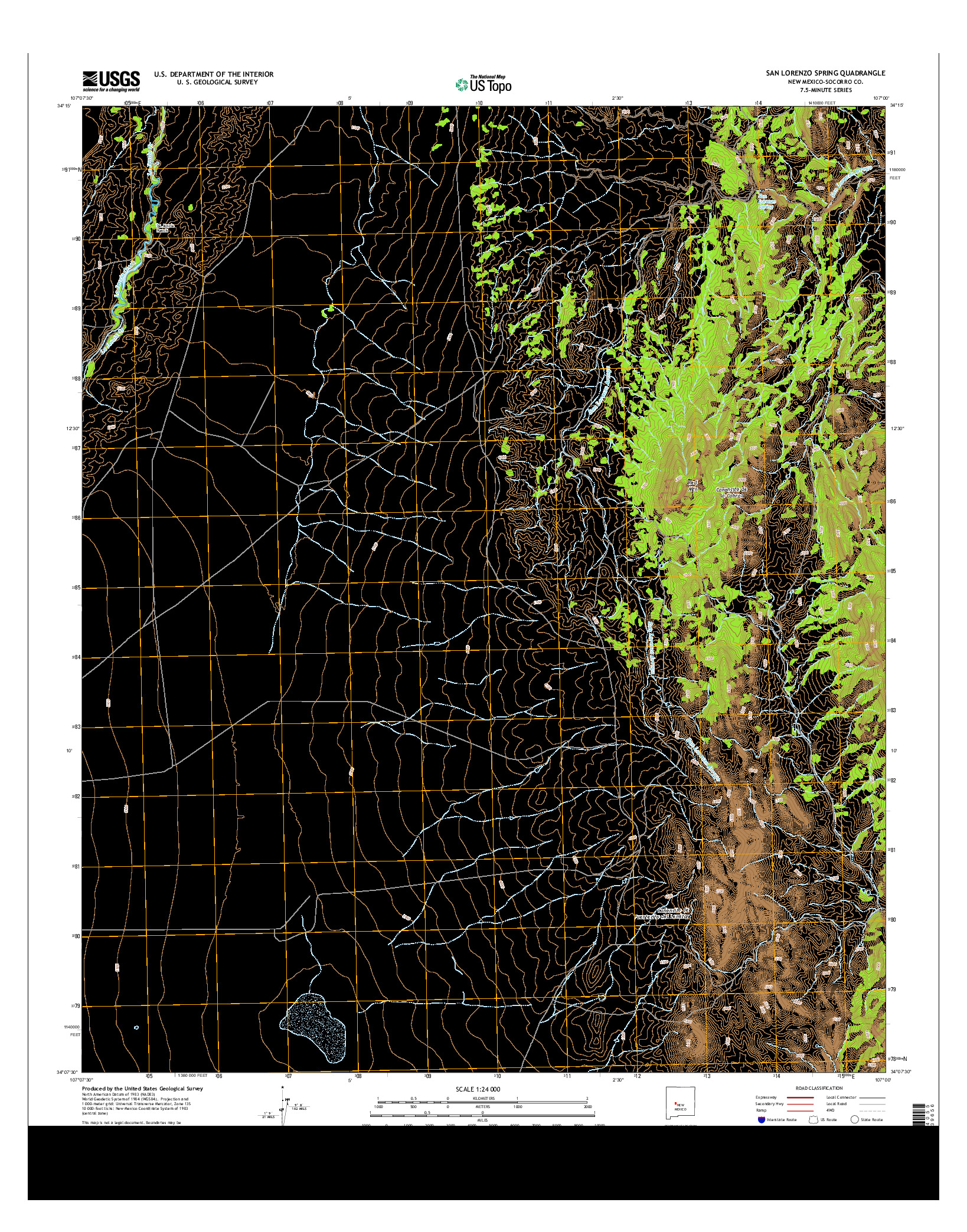 USGS US TOPO 7.5-MINUTE MAP FOR SAN LORENZO SPRING, NM 2013