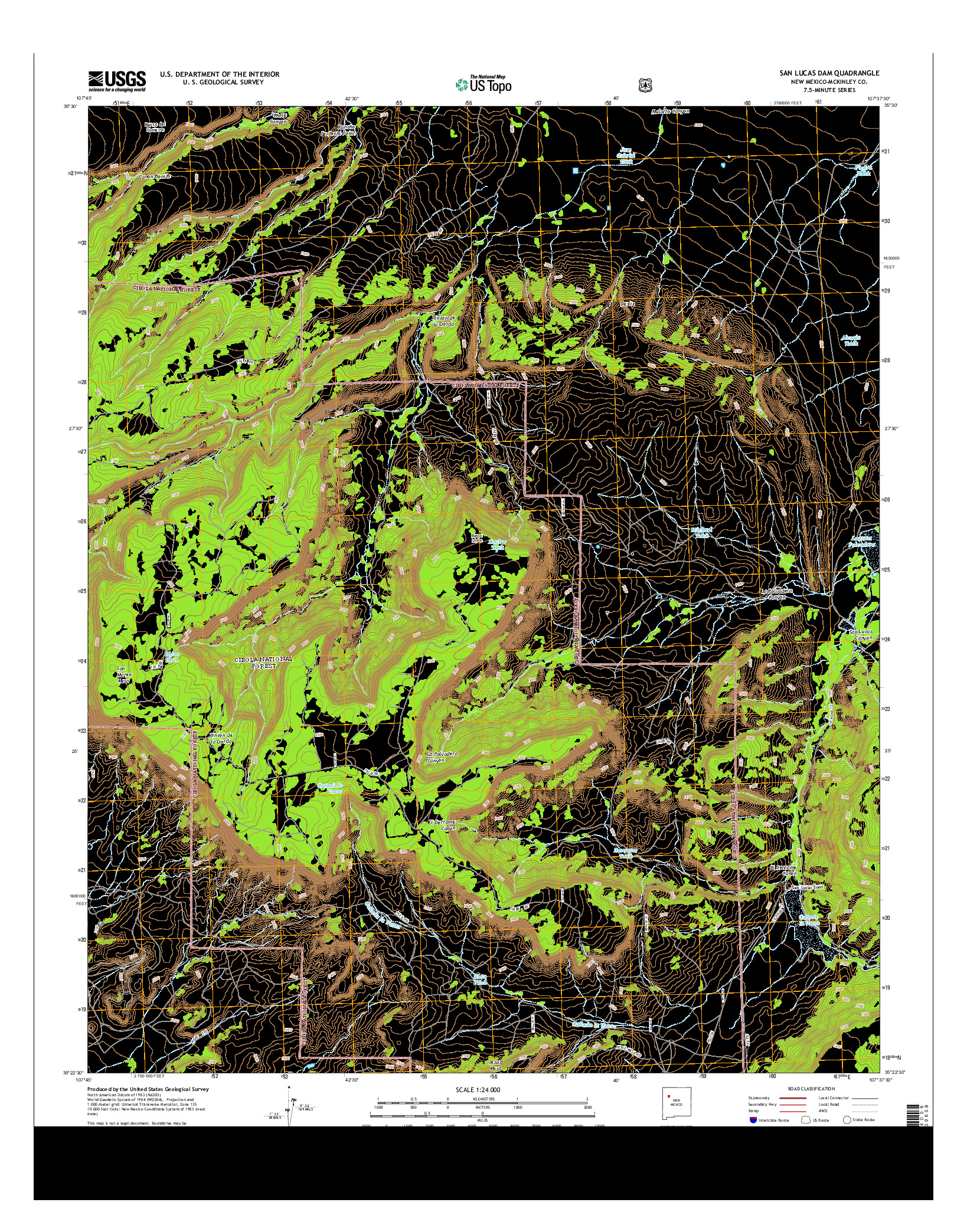 USGS US TOPO 7.5-MINUTE MAP FOR SAN LUCAS DAM, NM 2013