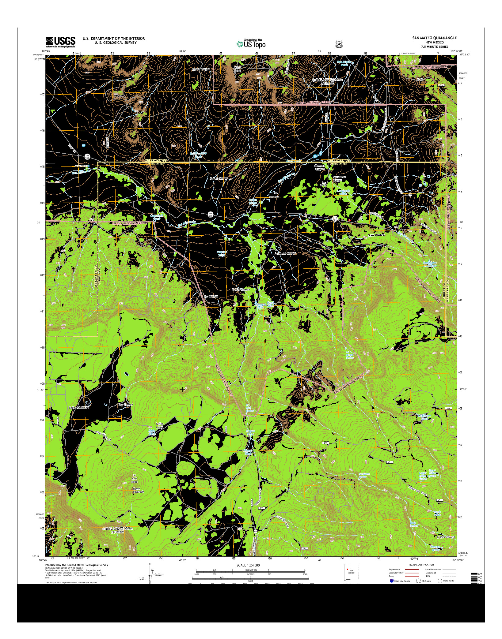 USGS US TOPO 7.5-MINUTE MAP FOR SAN MATEO, NM 2013