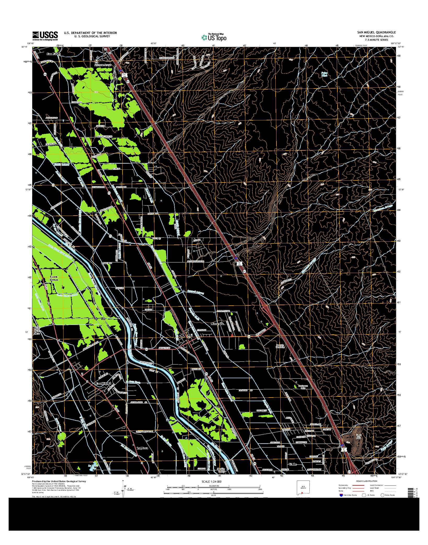 USGS US TOPO 7.5-MINUTE MAP FOR SAN MIGUEL, NM 2013
