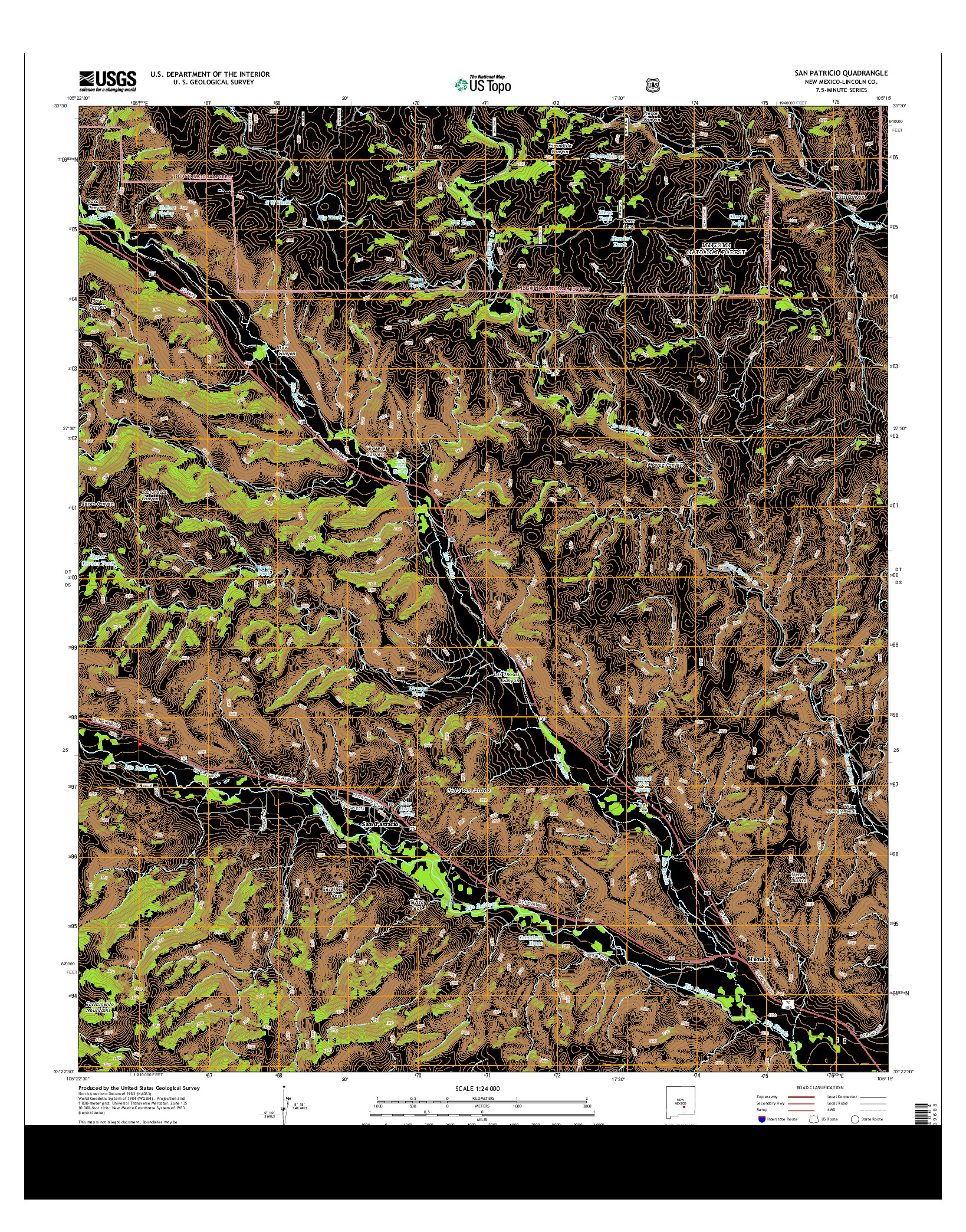 USGS US TOPO 7.5-MINUTE MAP FOR SAN PATRICIO, NM 2013