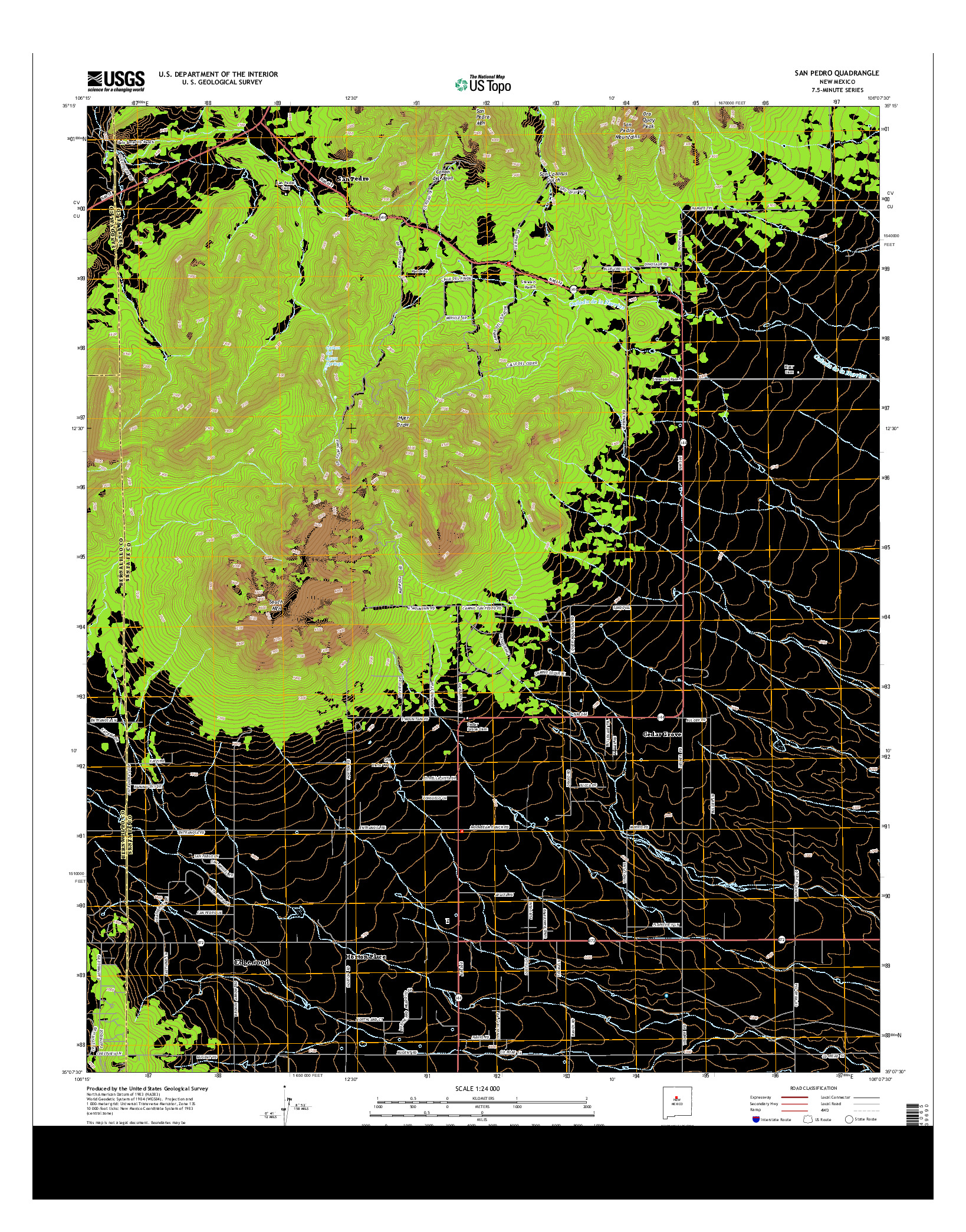USGS US TOPO 7.5-MINUTE MAP FOR SAN PEDRO, NM 2013