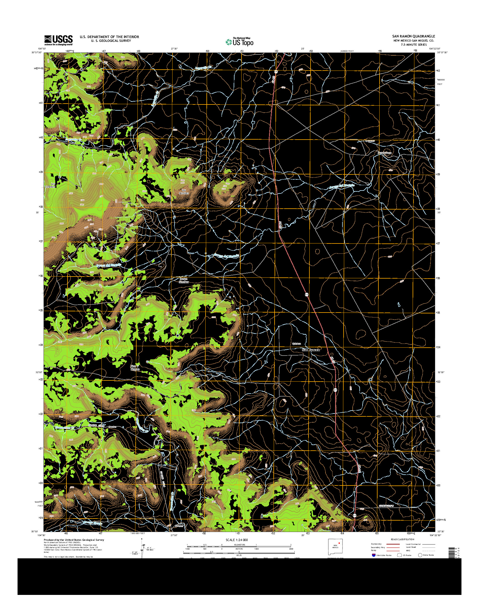 USGS US TOPO 7.5-MINUTE MAP FOR SAN RAMON, NM 2013