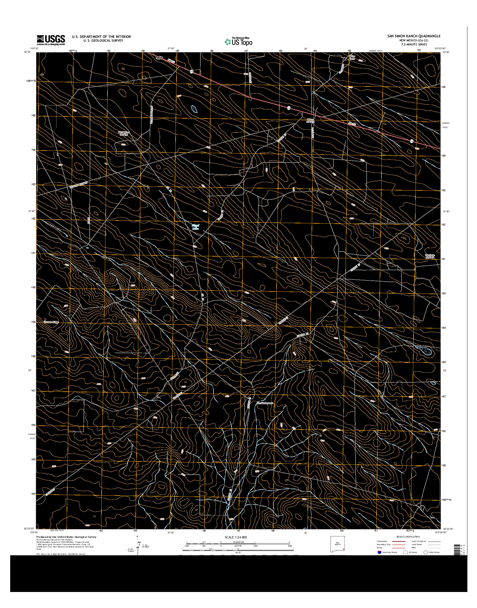 USGS US TOPO 7.5-MINUTE MAP FOR SAN SIMON RANCH, NM 2013