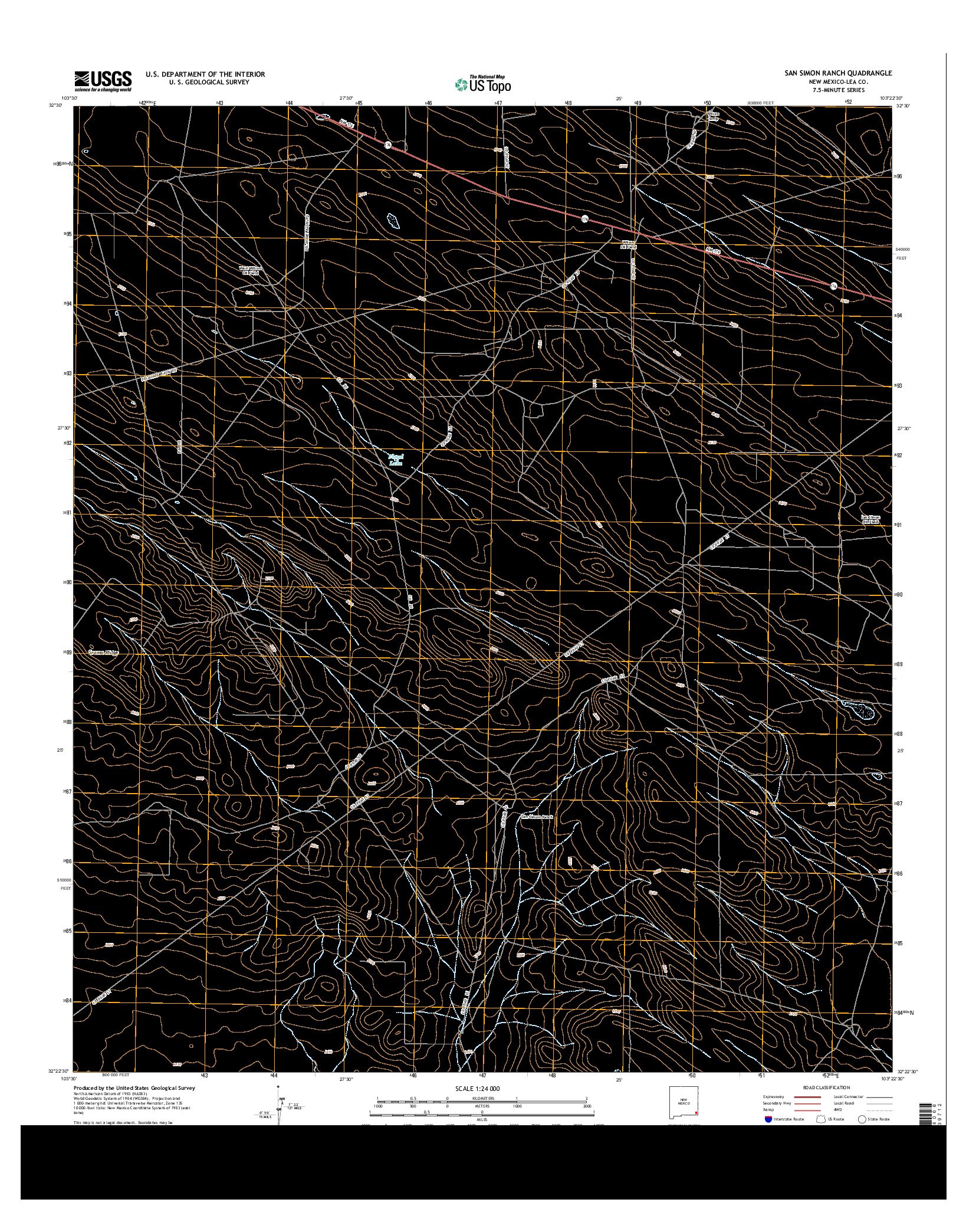 USGS US TOPO 7.5-MINUTE MAP FOR SAN SIMON RANCH, NM 2013