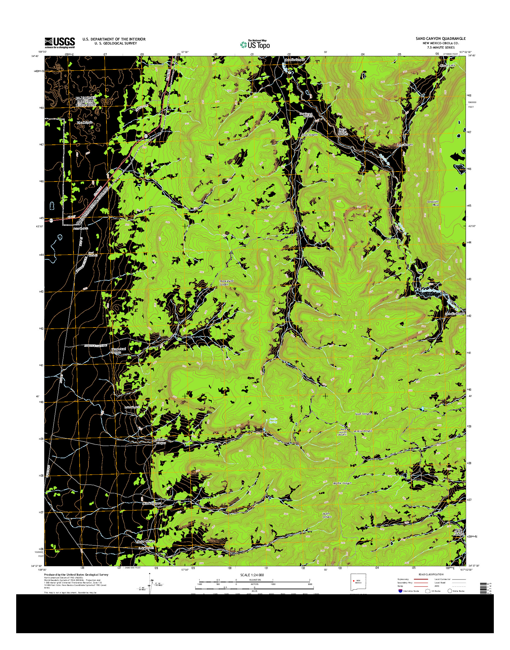 USGS US TOPO 7.5-MINUTE MAP FOR SAND CANYON, NM 2013