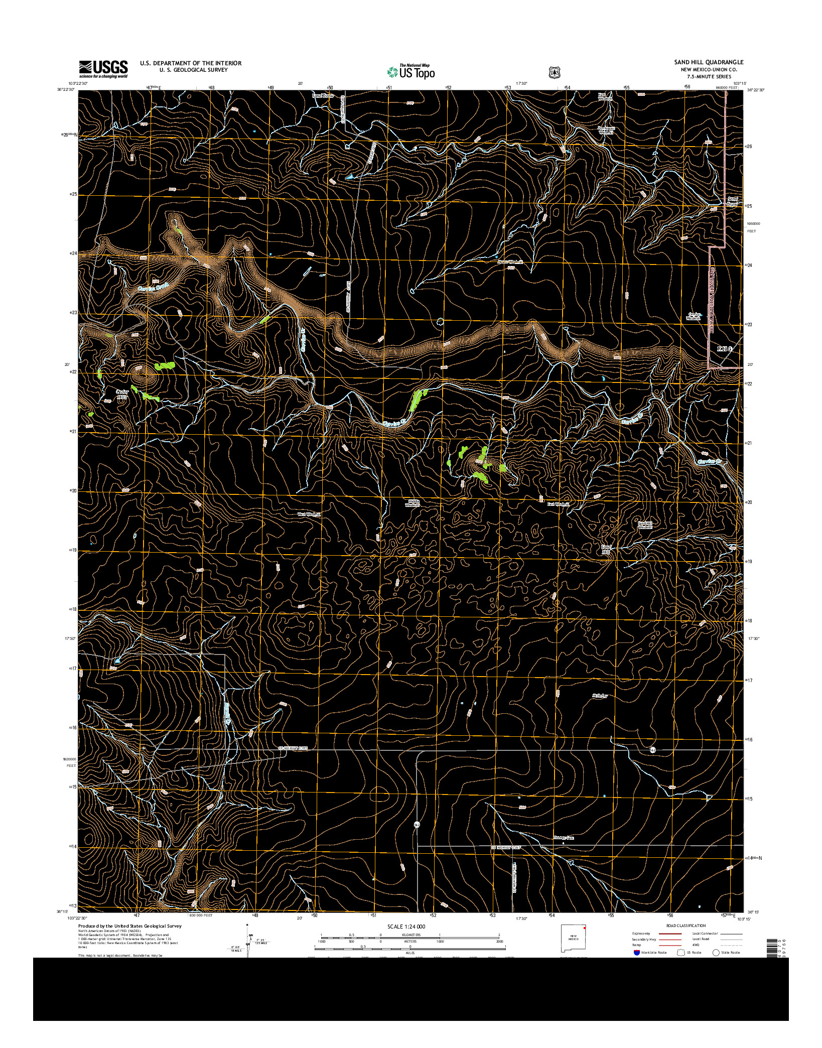 USGS US TOPO 7.5-MINUTE MAP FOR SAND HILL, NM 2013