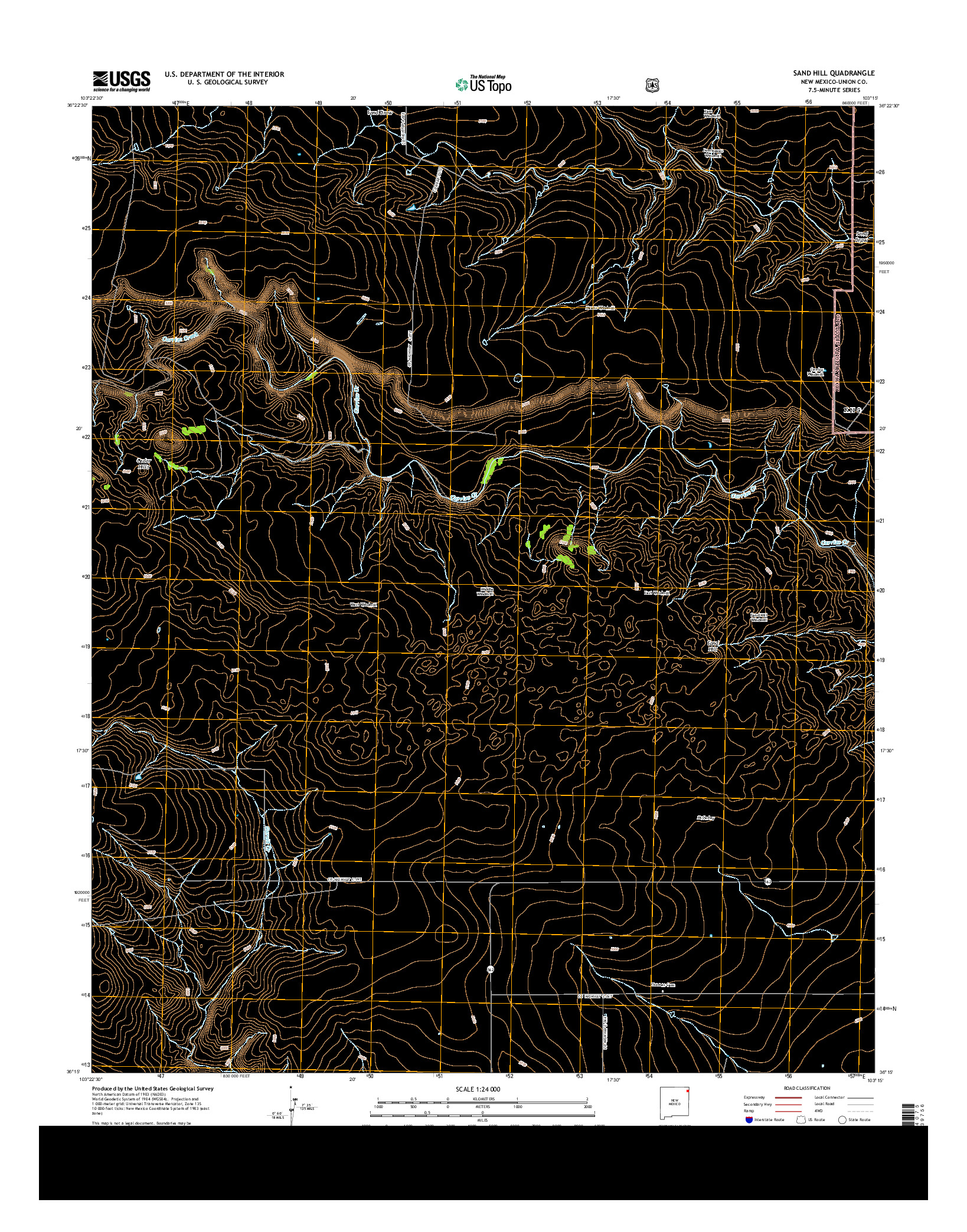 USGS US TOPO 7.5-MINUTE MAP FOR SAND HILL, NM 2013