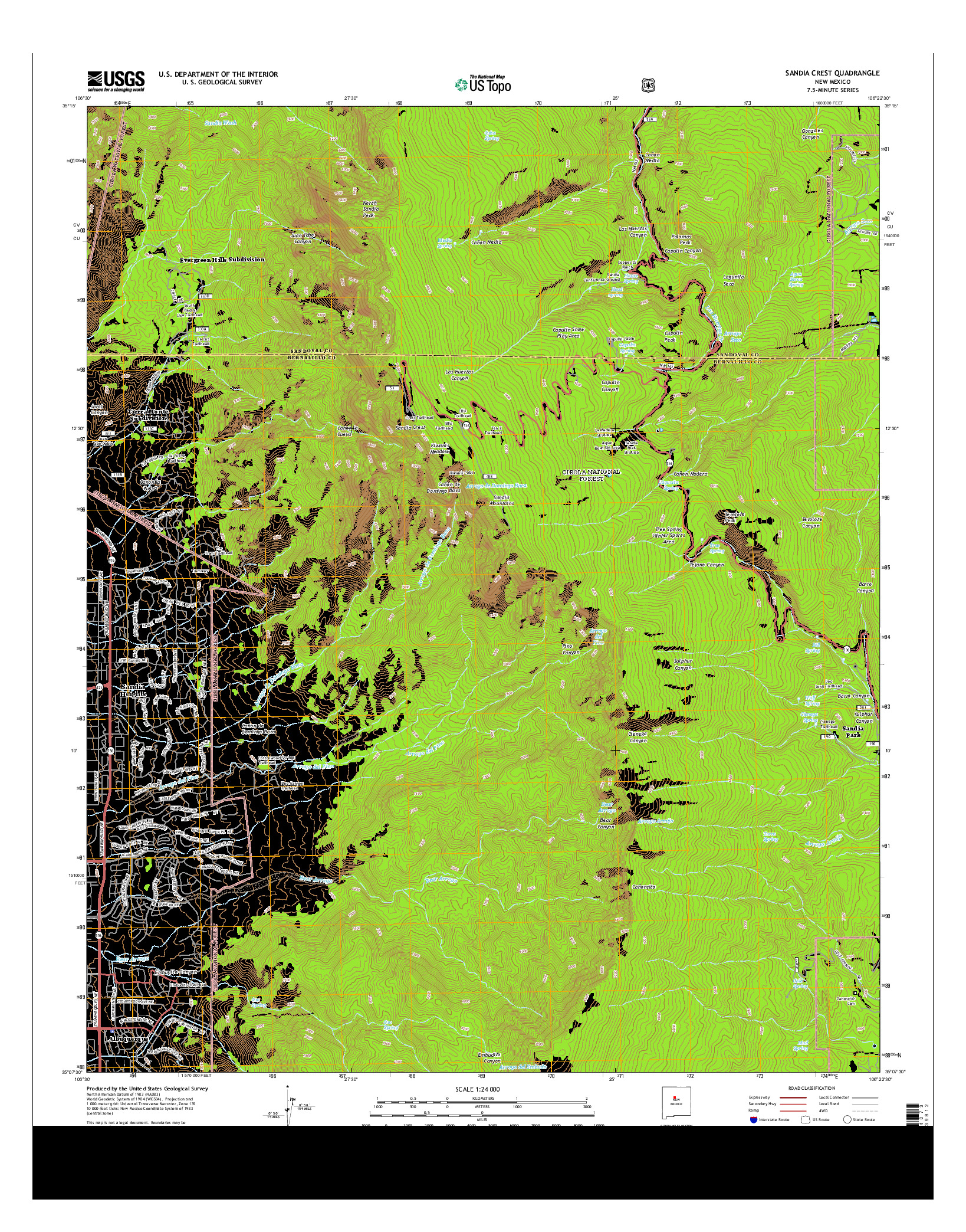USGS US TOPO 7.5-MINUTE MAP FOR SANDIA CREST, NM 2013