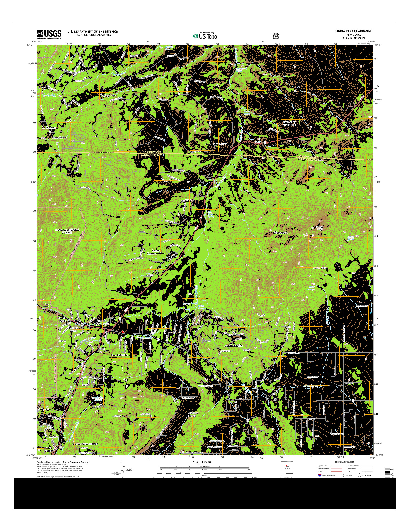 USGS US TOPO 7.5-MINUTE MAP FOR SANDIA PARK, NM 2013