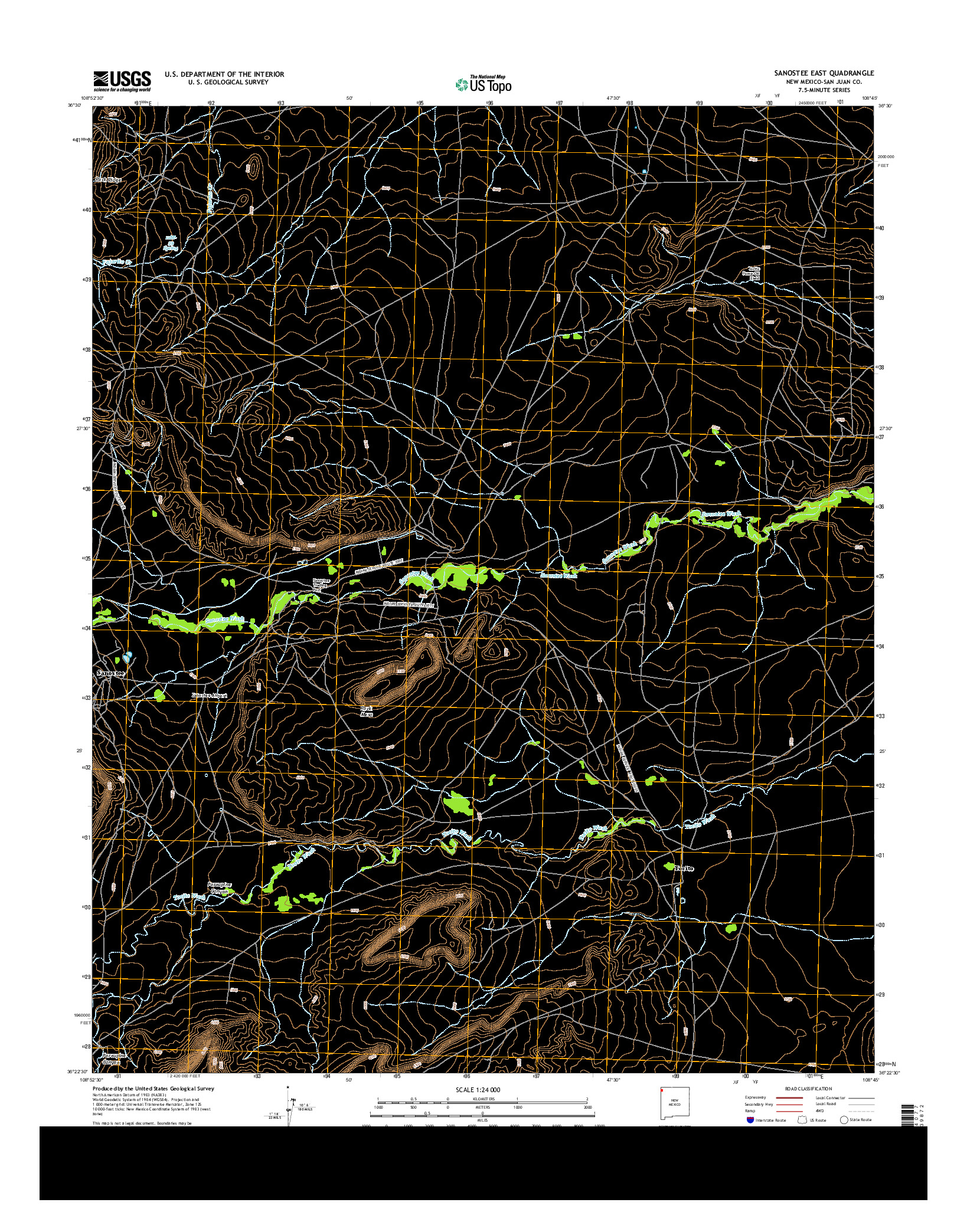 USGS US TOPO 7.5-MINUTE MAP FOR SANOSTEE EAST, NM 2013