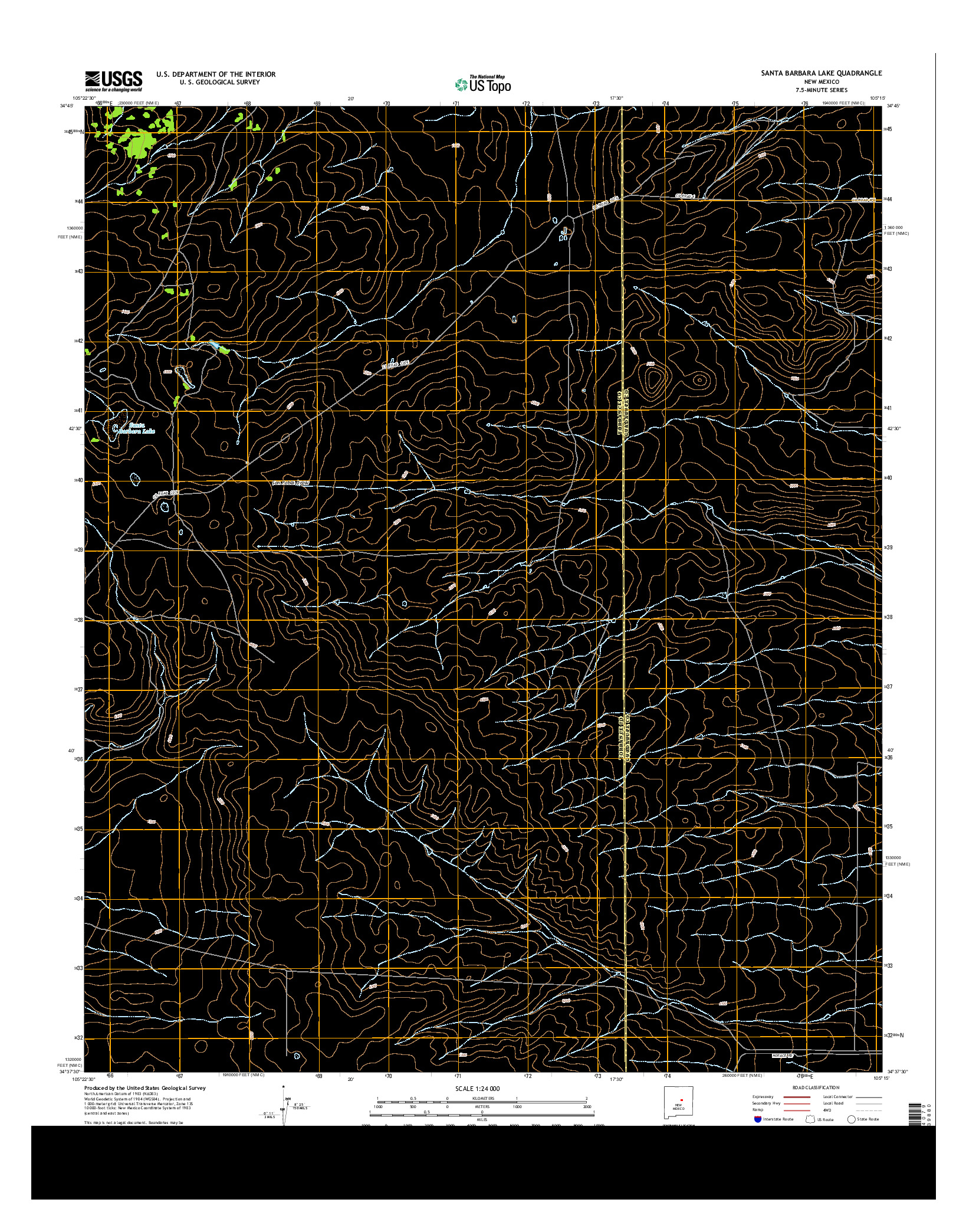 USGS US TOPO 7.5-MINUTE MAP FOR SANTA BARBARA LAKE, NM 2013