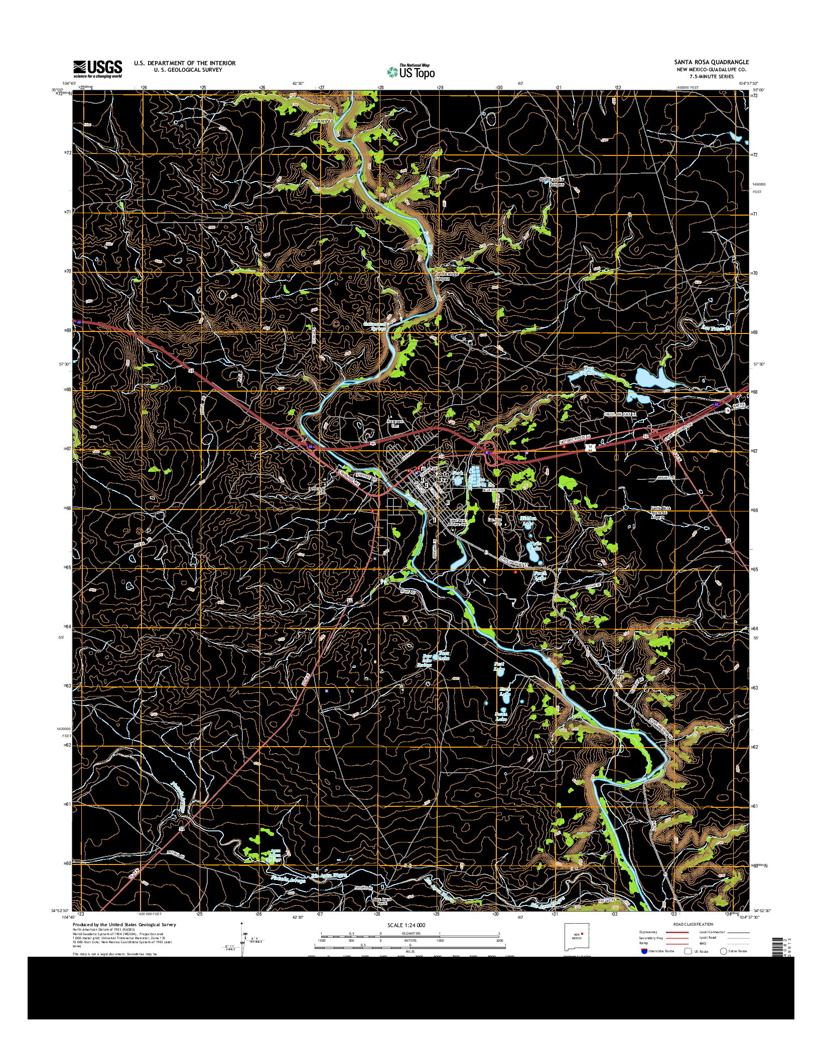 USGS US TOPO 7.5-MINUTE MAP FOR SANTA ROSA, NM 2013