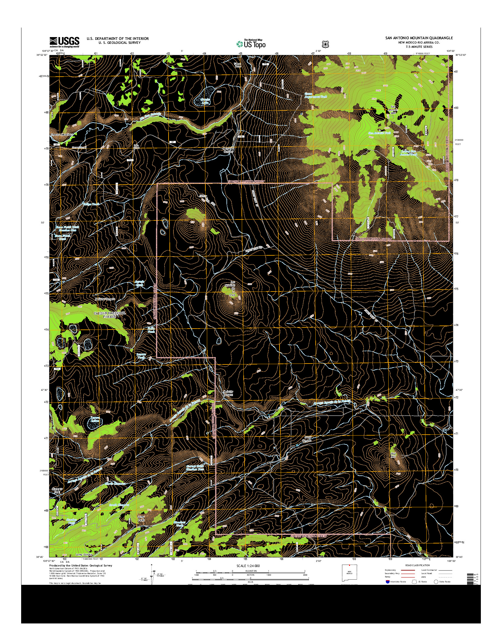 USGS US TOPO 7.5-MINUTE MAP FOR SAN ANTONIO MOUNTAIN, NM 2013