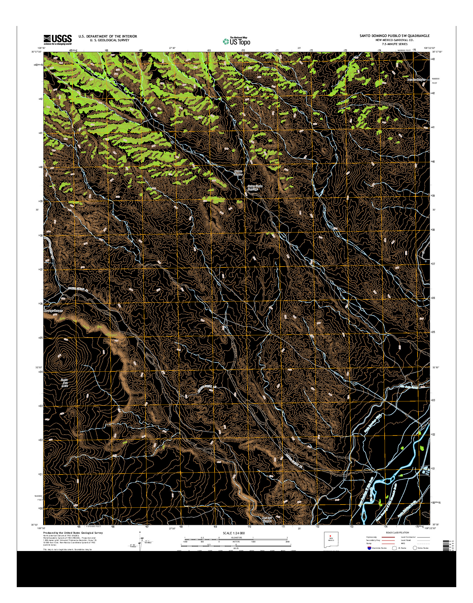 USGS US TOPO 7.5-MINUTE MAP FOR SANTO DOMINGO PUEBLO SW, NM 2013