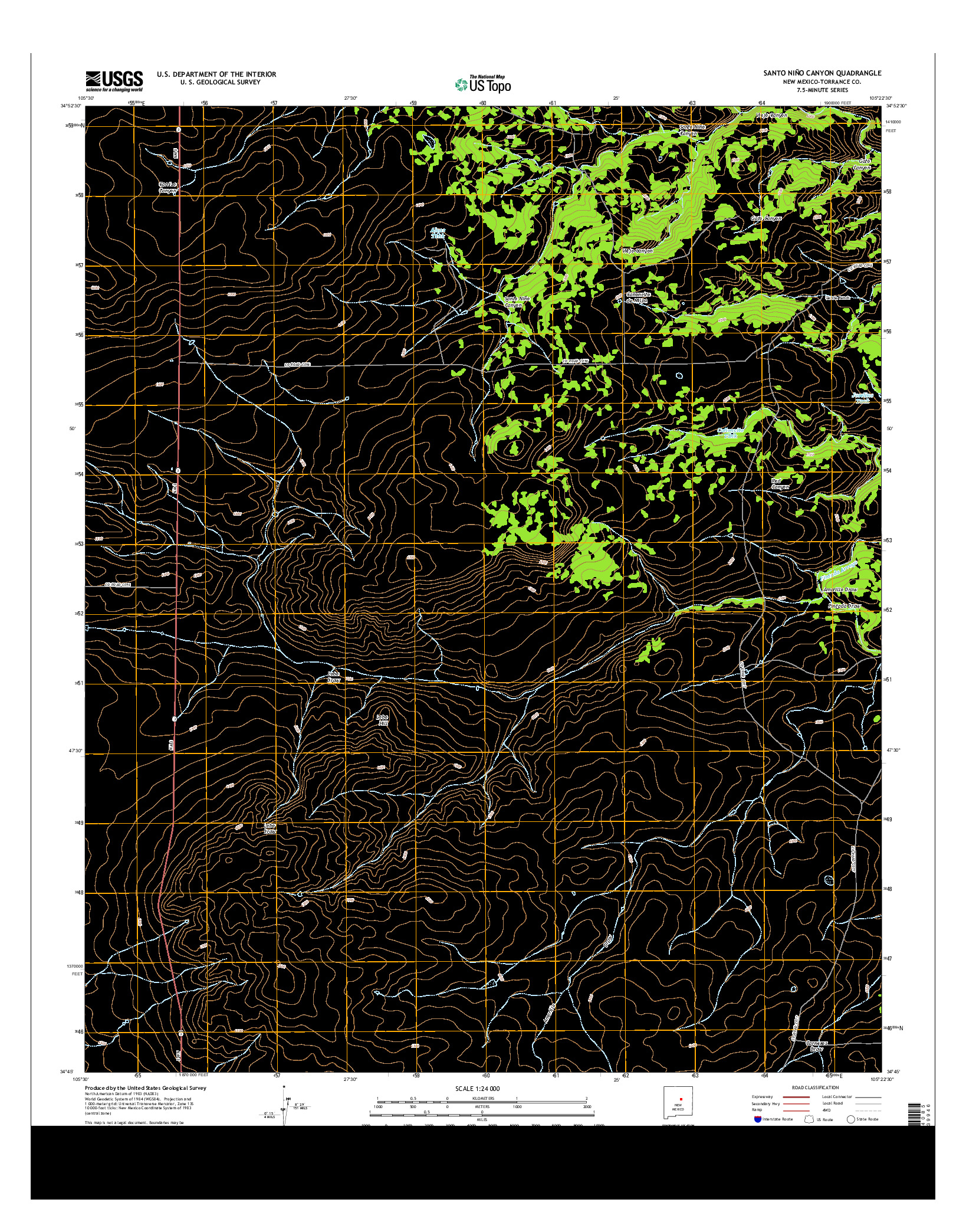 USGS US TOPO 7.5-MINUTE MAP FOR SANTO NIñO CANYON, NM 2013