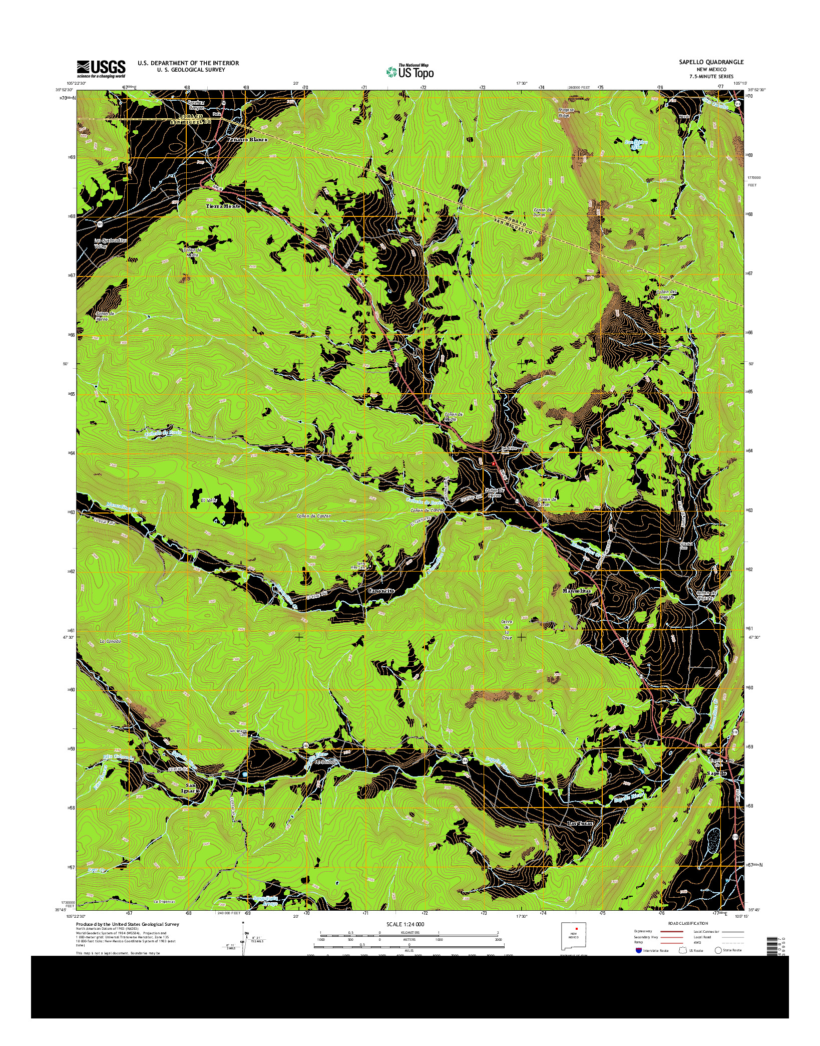 USGS US TOPO 7.5-MINUTE MAP FOR SAPELLO, NM 2013