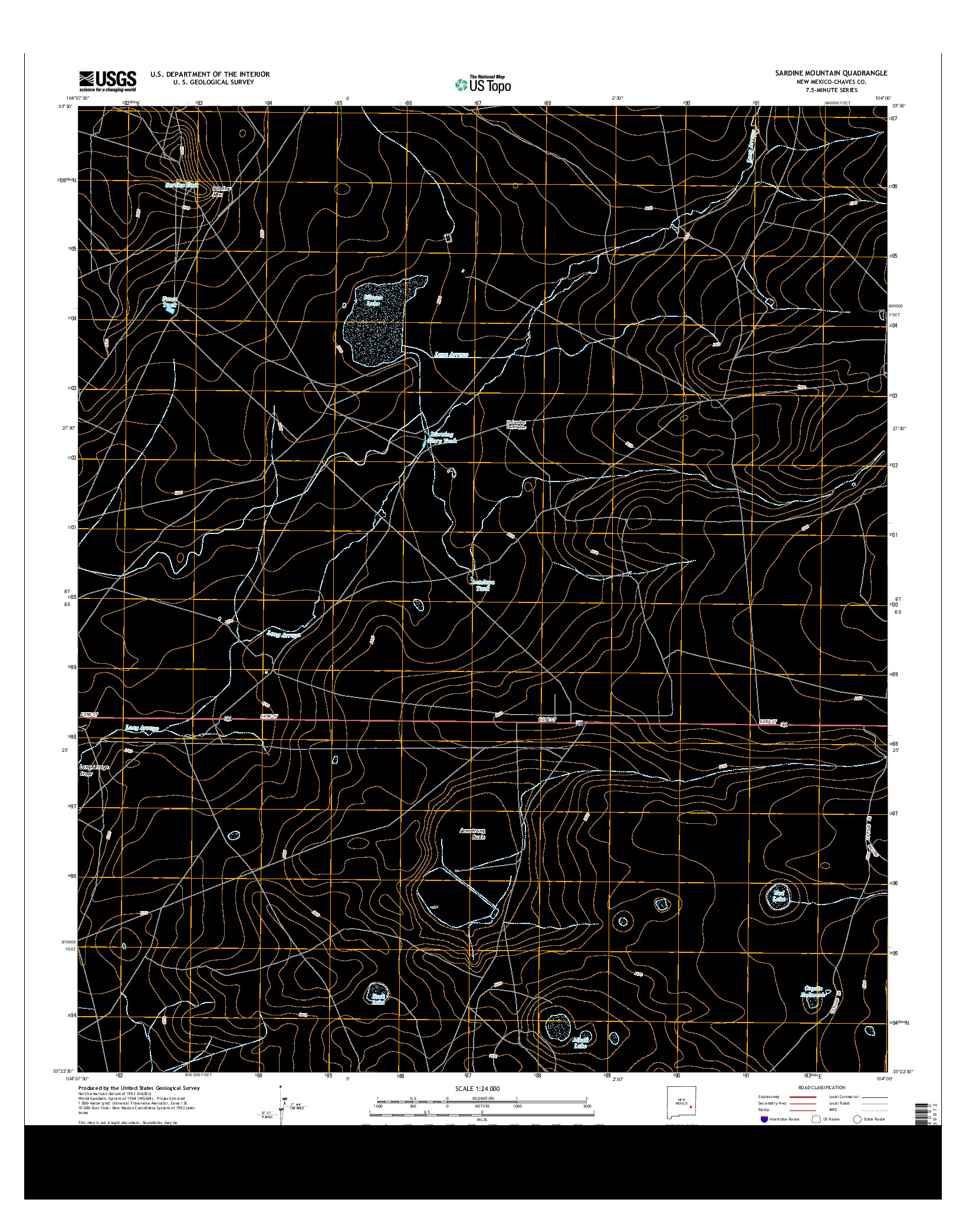 USGS US TOPO 7.5-MINUTE MAP FOR SARDINE MOUNTAIN, NM 2013