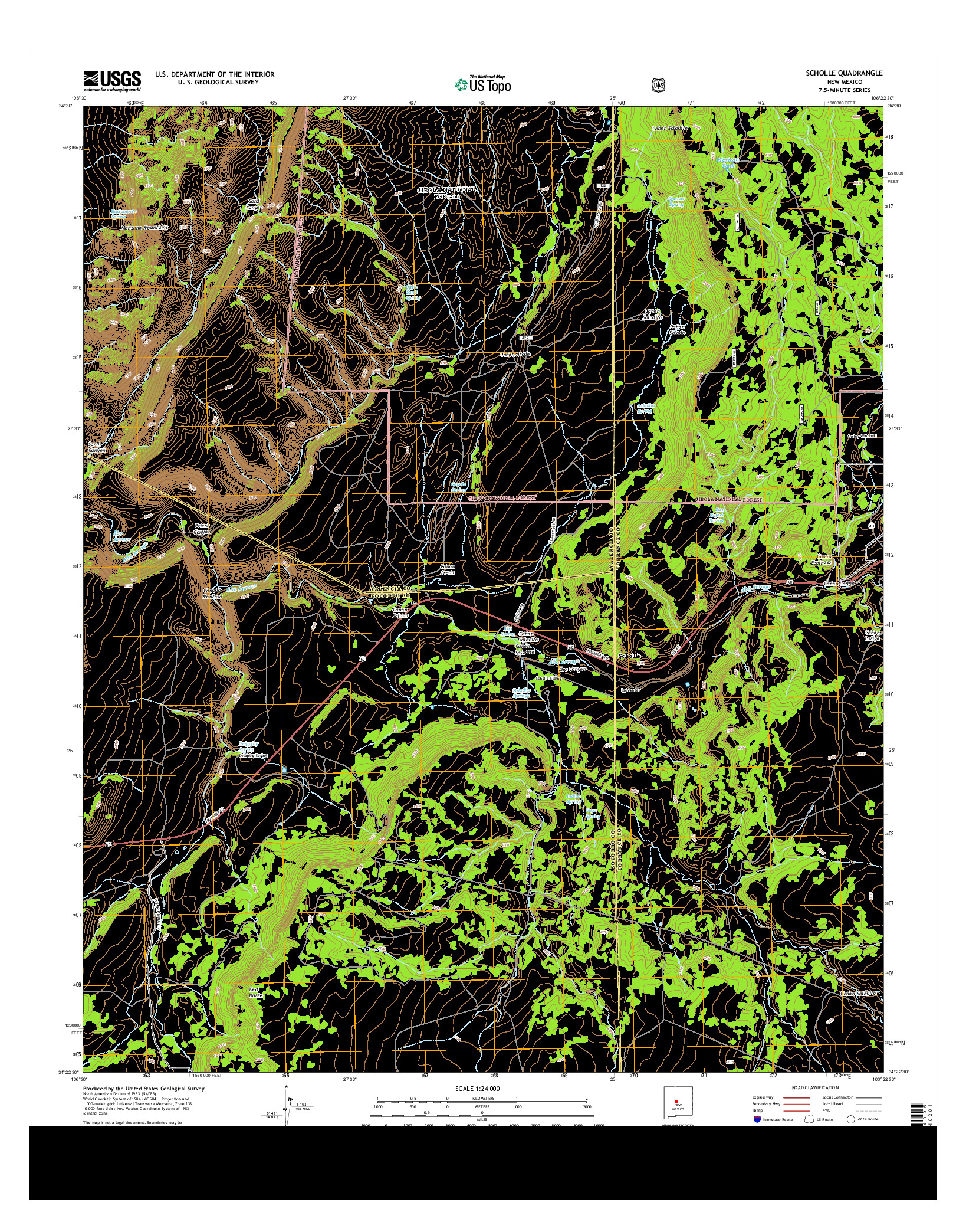 USGS US TOPO 7.5-MINUTE MAP FOR SCHOLLE, NM 2013