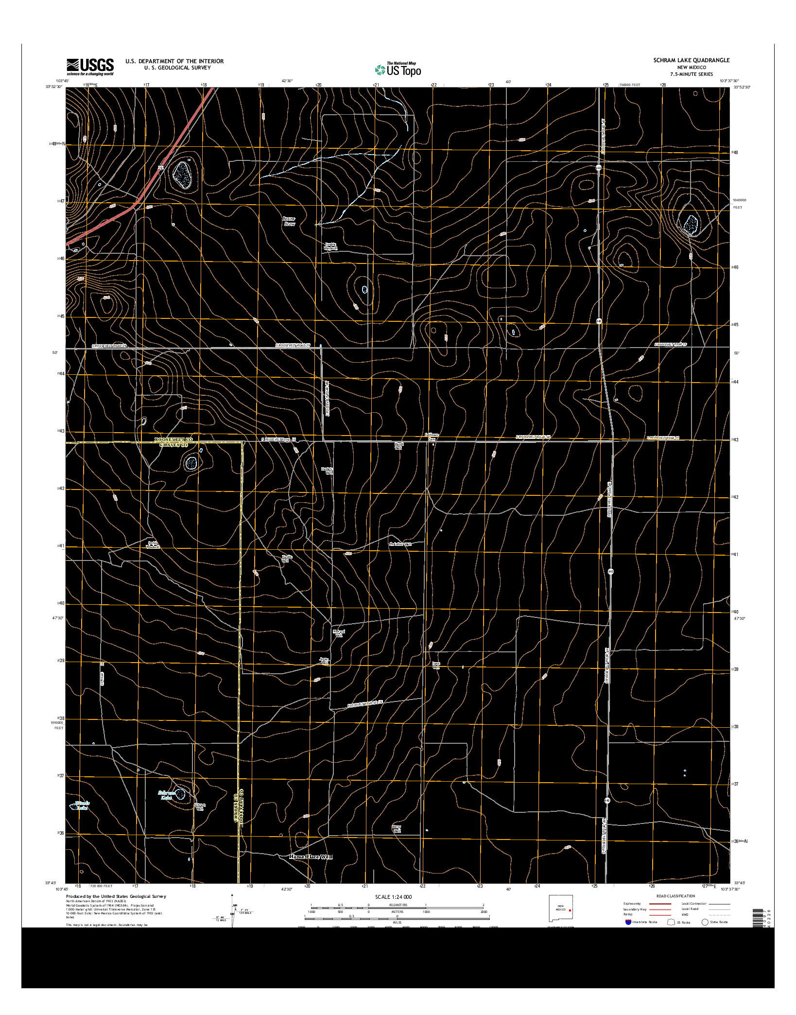 USGS US TOPO 7.5-MINUTE MAP FOR SCHRAM LAKE, NM 2013