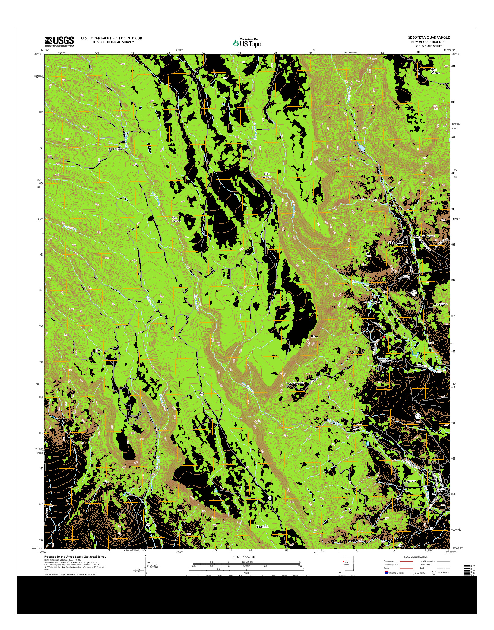USGS US TOPO 7.5-MINUTE MAP FOR SEBOYETA, NM 2013