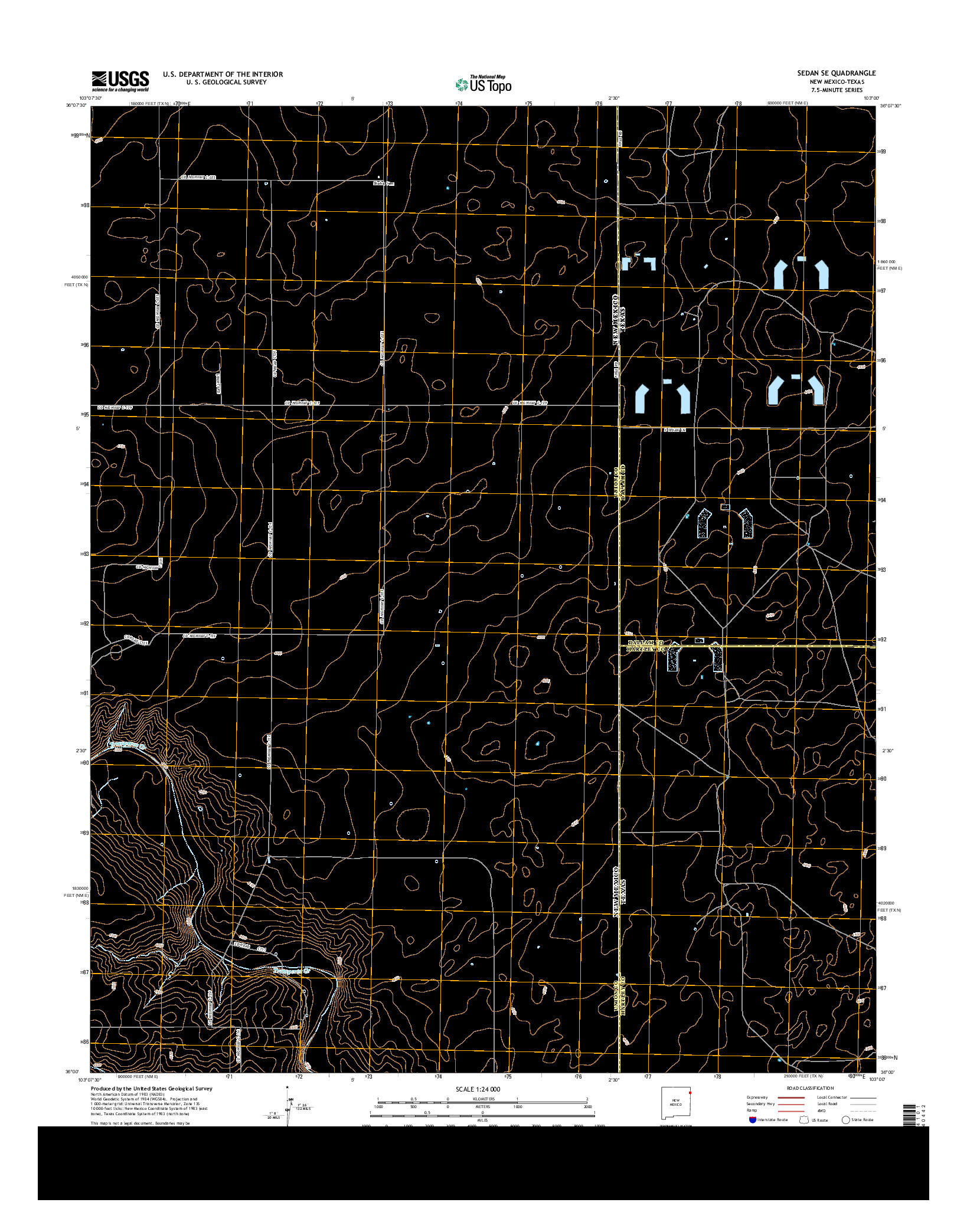 USGS US TOPO 7.5-MINUTE MAP FOR SEDAN SE, NM-TX 2013