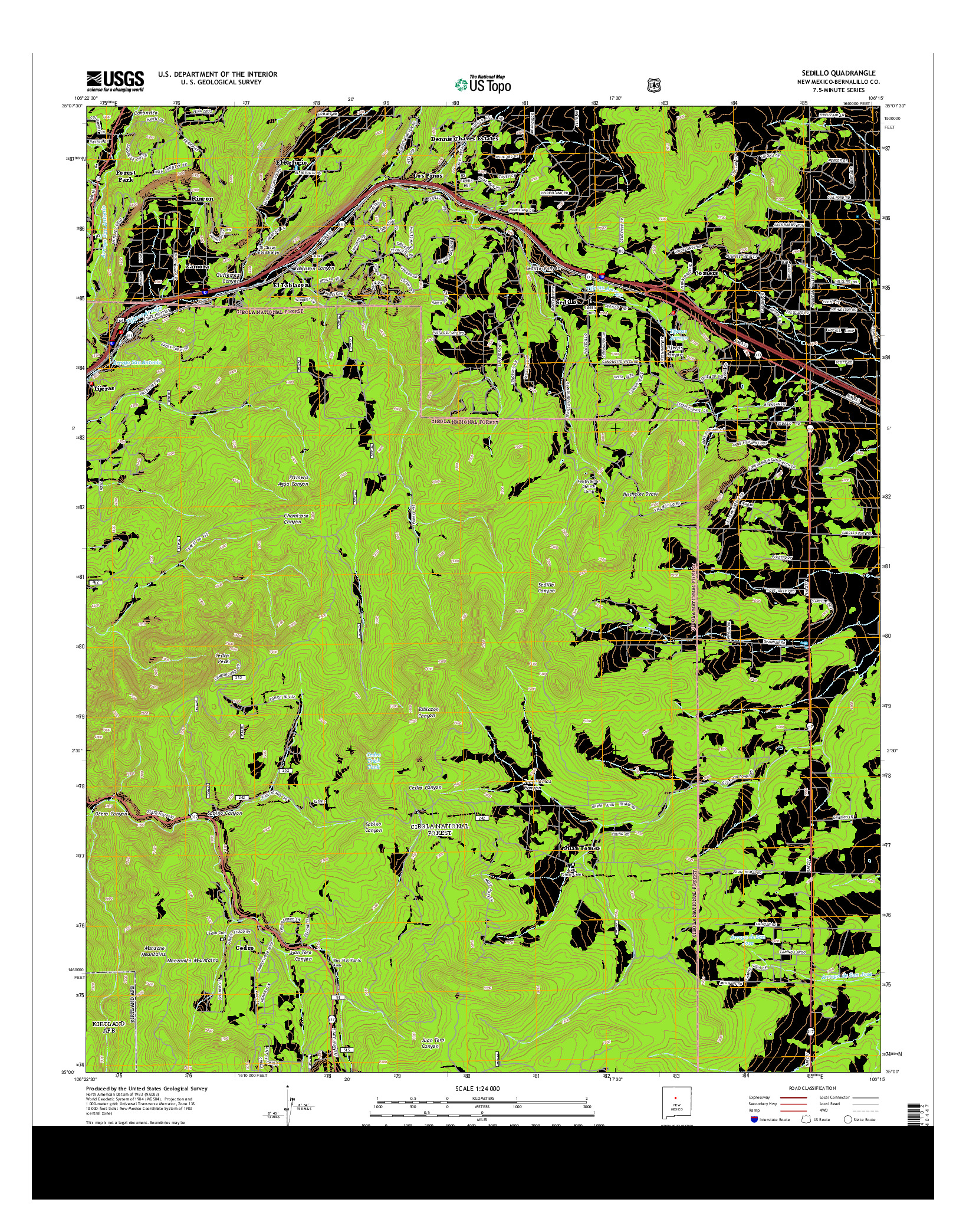 USGS US TOPO 7.5-MINUTE MAP FOR SEDILLO, NM 2013