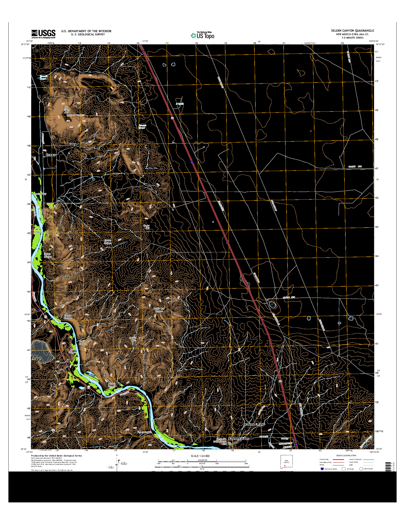 USGS US TOPO 7.5-MINUTE MAP FOR SELDEN CANYON, NM 2013