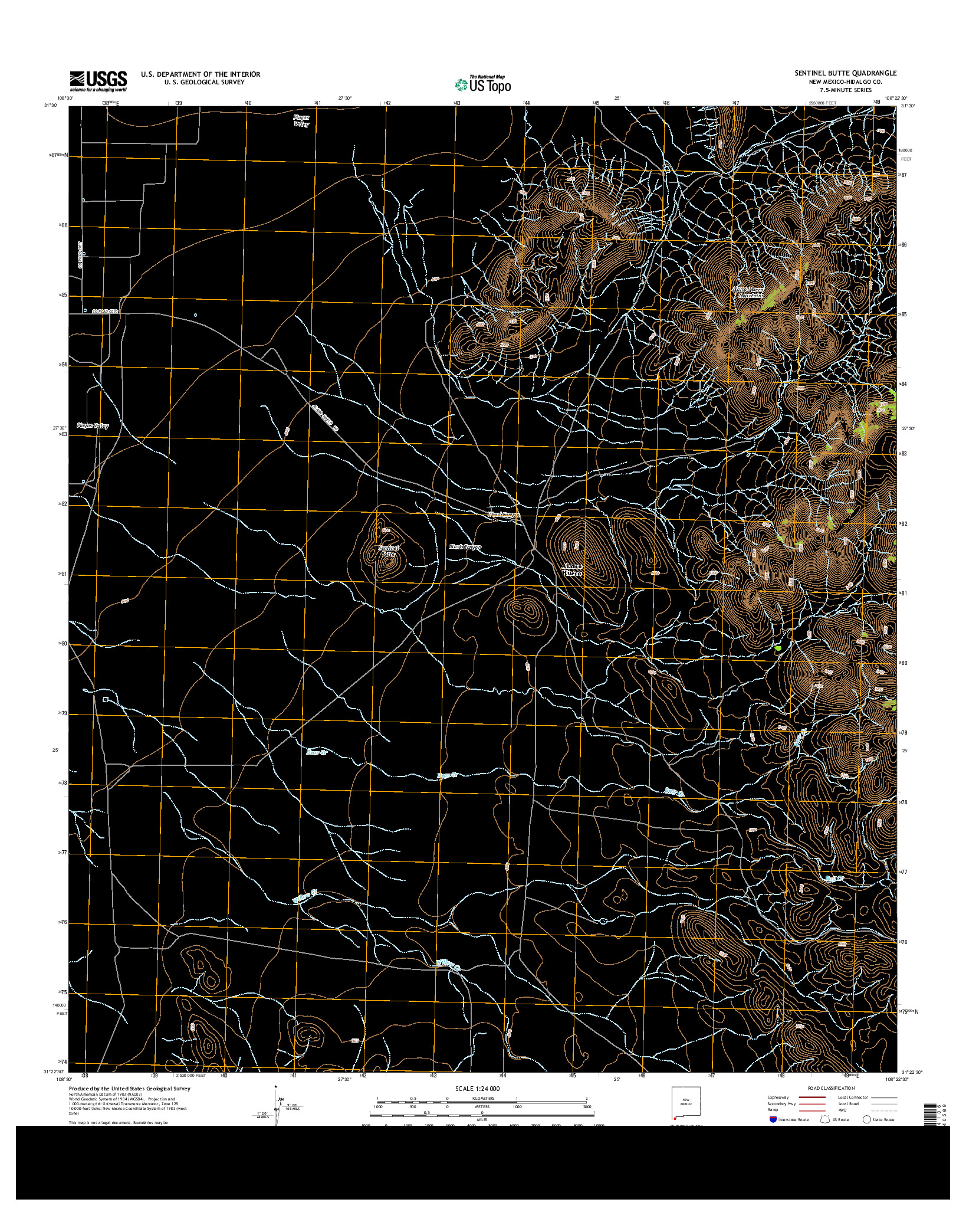 USGS US TOPO 7.5-MINUTE MAP FOR SENTINEL BUTTE, NM 2013