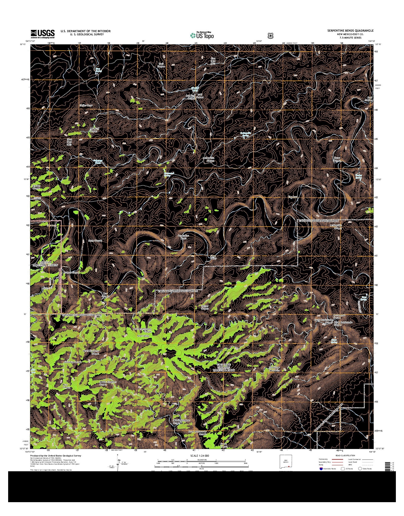 USGS US TOPO 7.5-MINUTE MAP FOR SERPENTINE BENDS, NM 2013